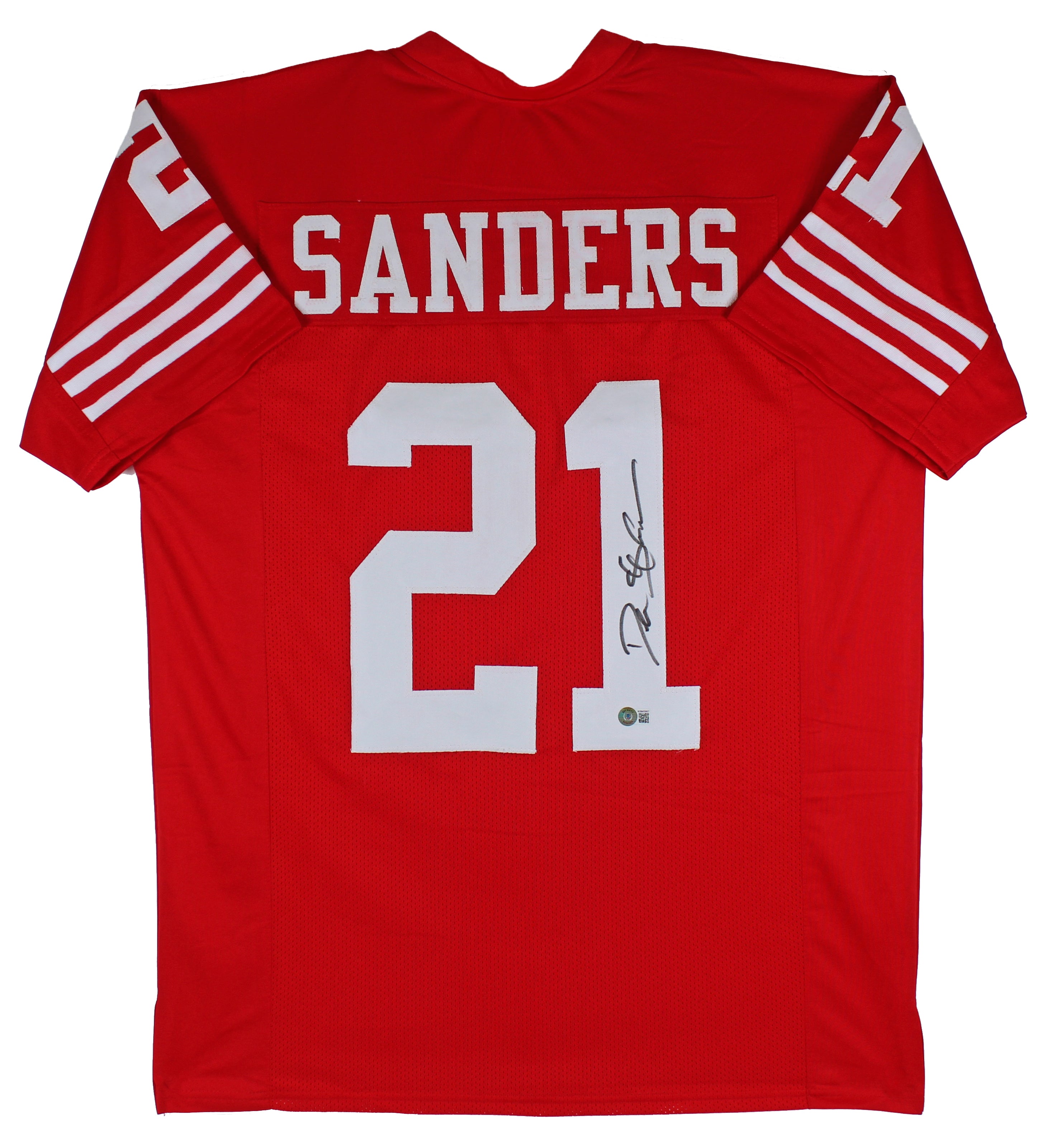 ** HOLIDAY DOORBUSTER ** Deion Sanders Authentic Signed Red Pro Style Jersey Autographed BAS Witnessed