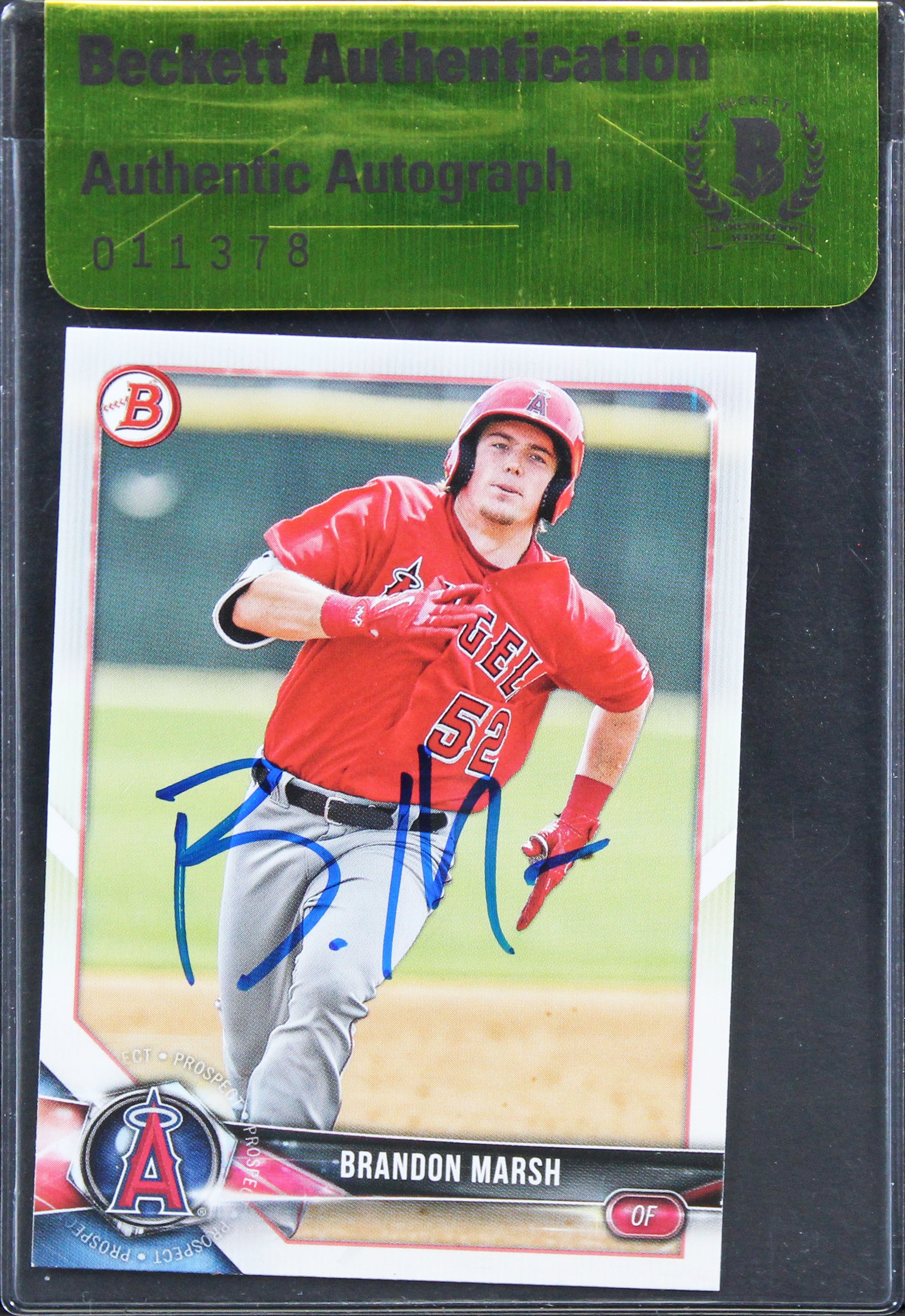 Angels Brandon Marsh Authentic Signed 2018 Bowman #BD-36 Card BAS #11378