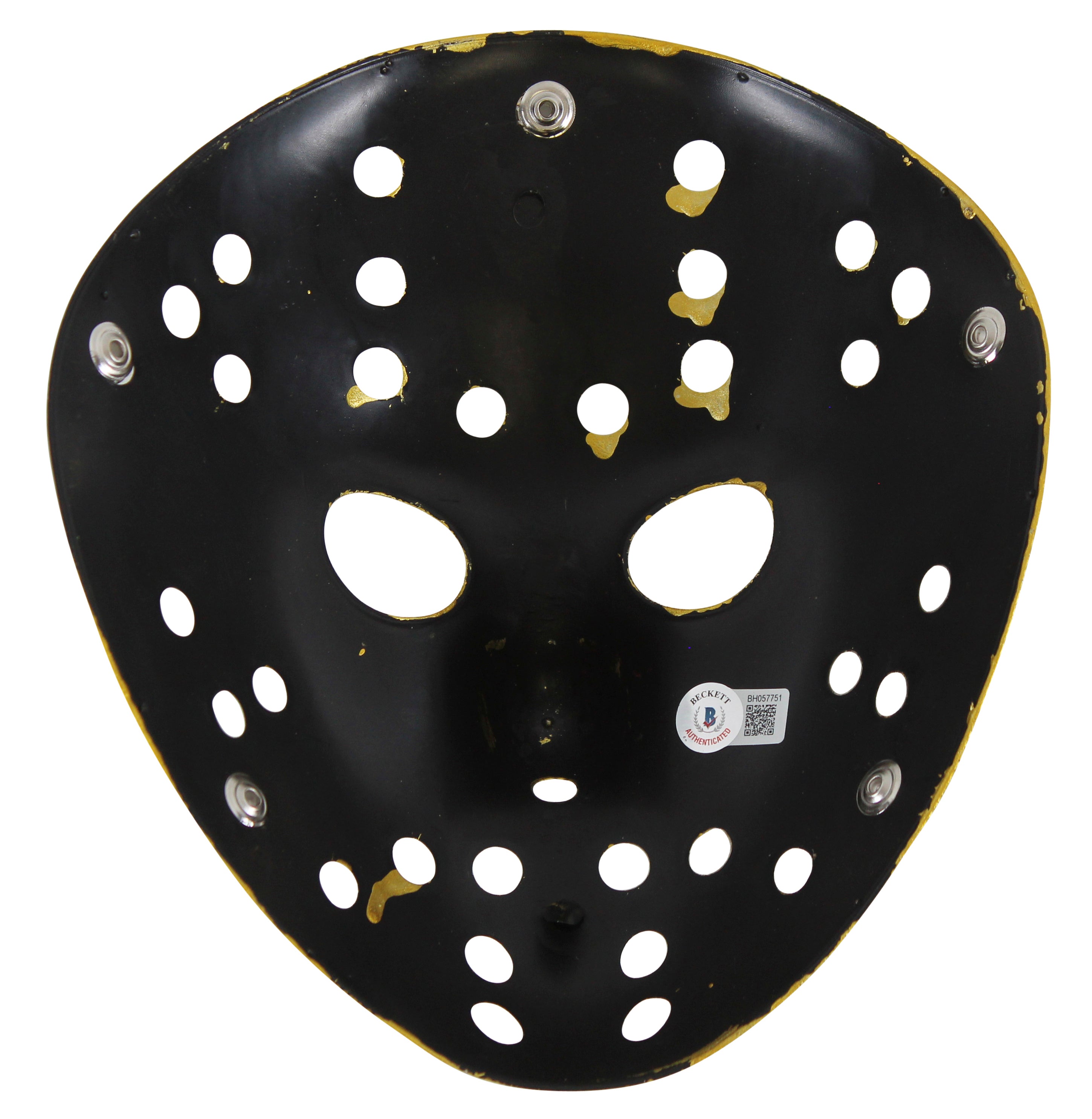 Ari Lehman Friday The 13th "F*** Freddy!" Signed Gold Jason Mask BAS Witnessed