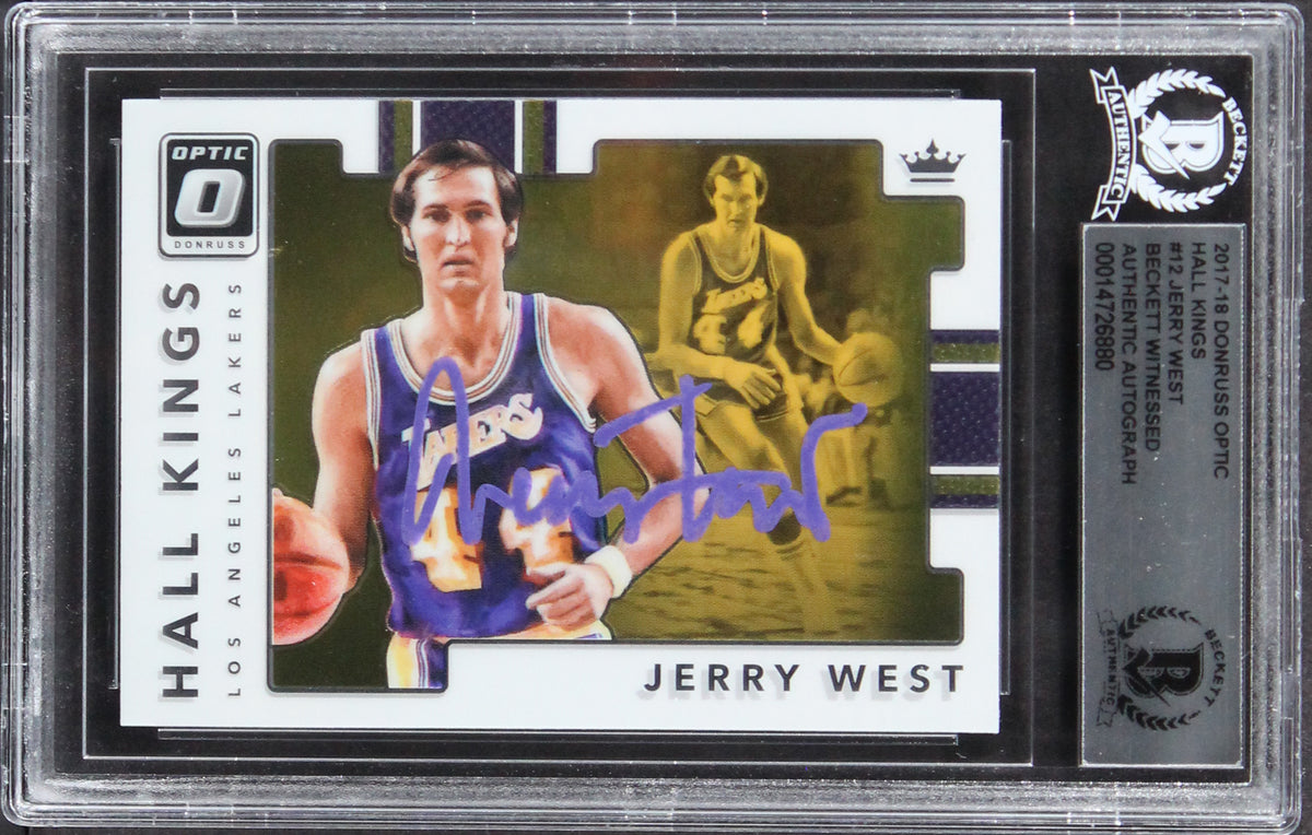 Lakers Jerry West Signed 2017 Donruss Optic Hall Kings #12 Card BAS Slabbed