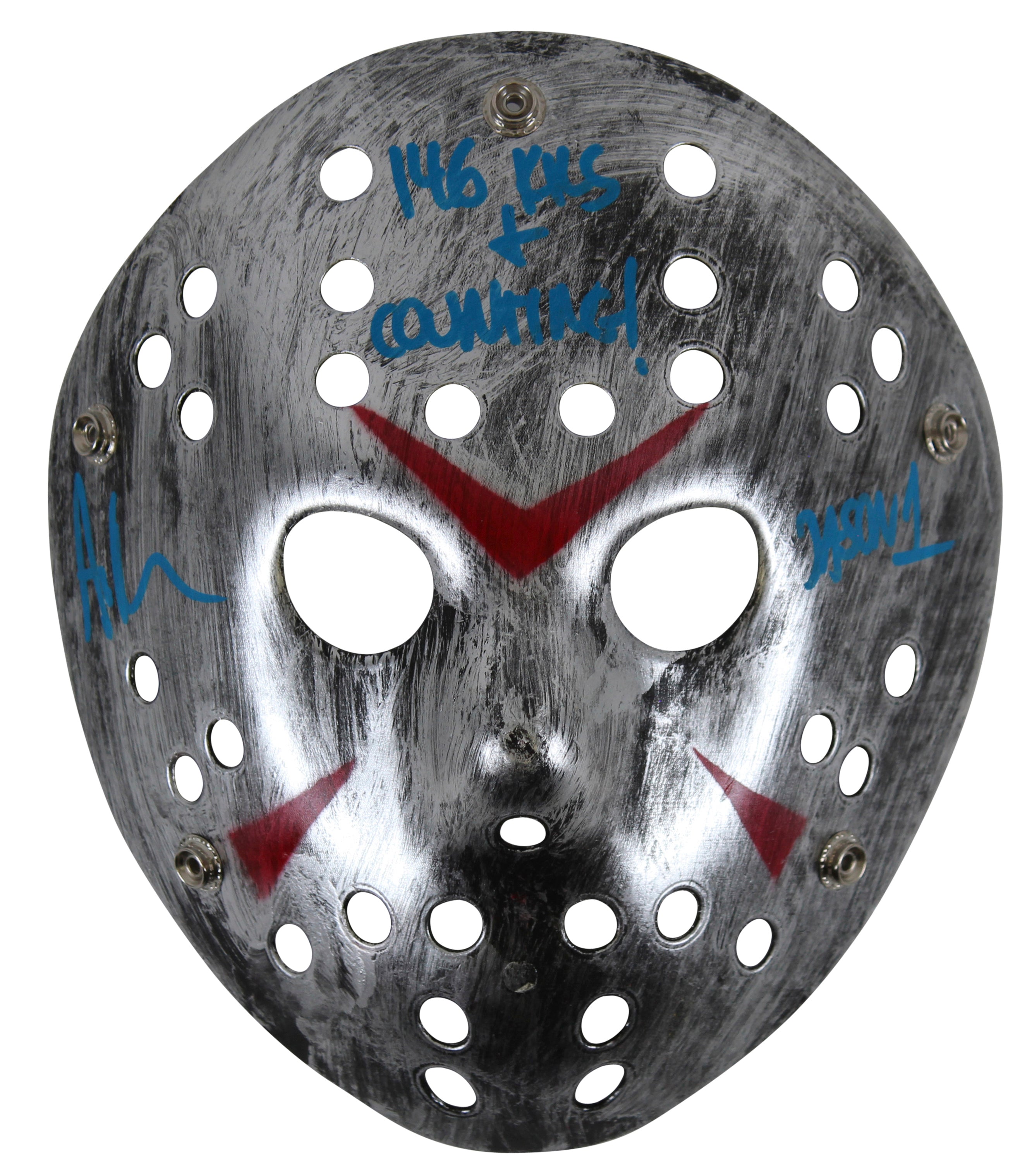 Ari Lehman Friday The 13th "146 Kills & Counting!" Signed Silver Jason Mask BAS