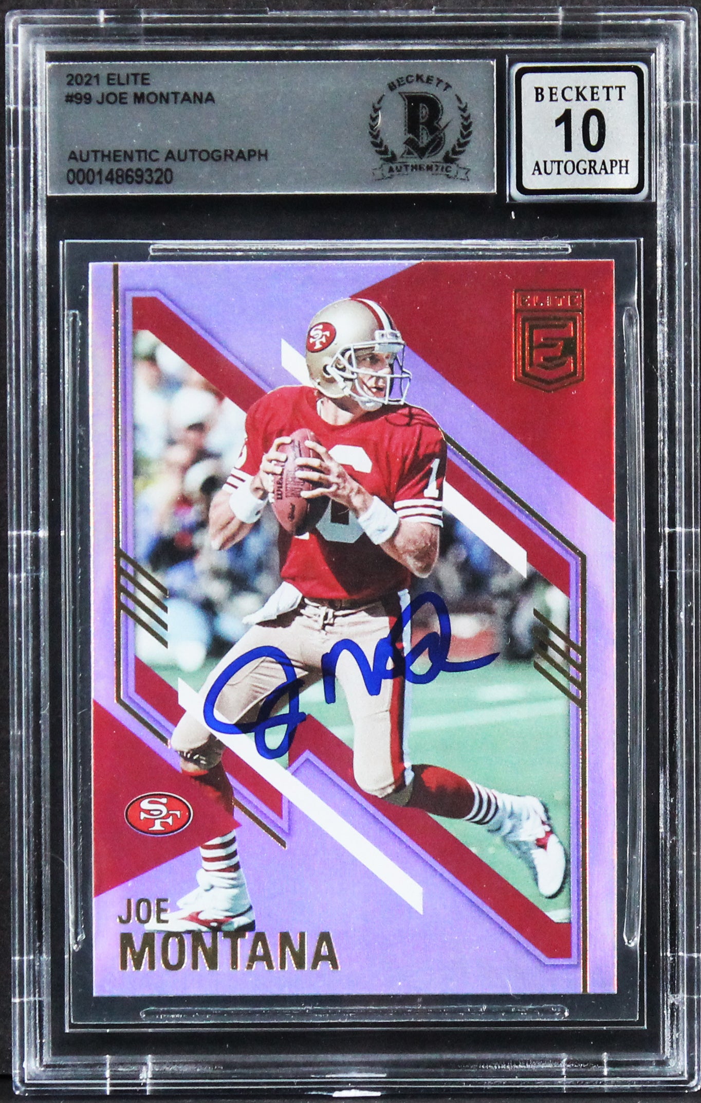 49ers Joe Montana Authentic Signed 2021 Elite #99 Card Auto 10! BAS Slabbed