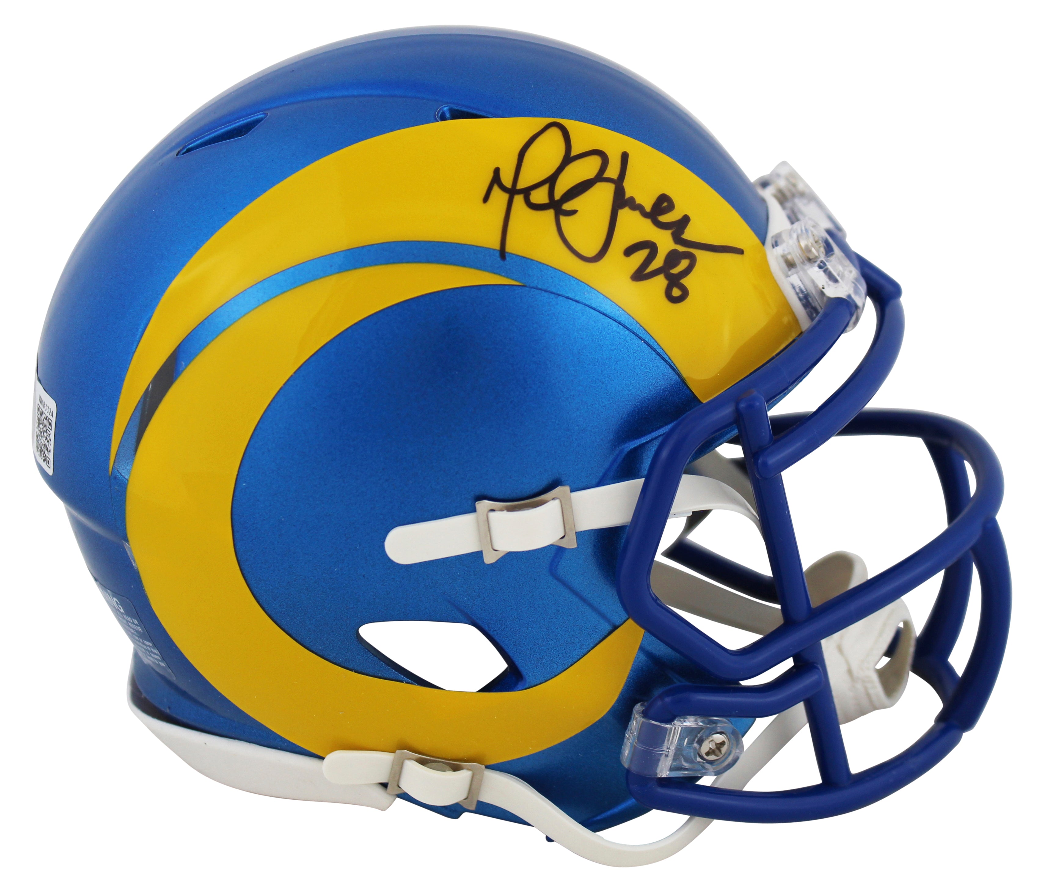 Rams Marshall Faulk Authentic Signed 2020 Speed Mini Helmet BAS Witnessed