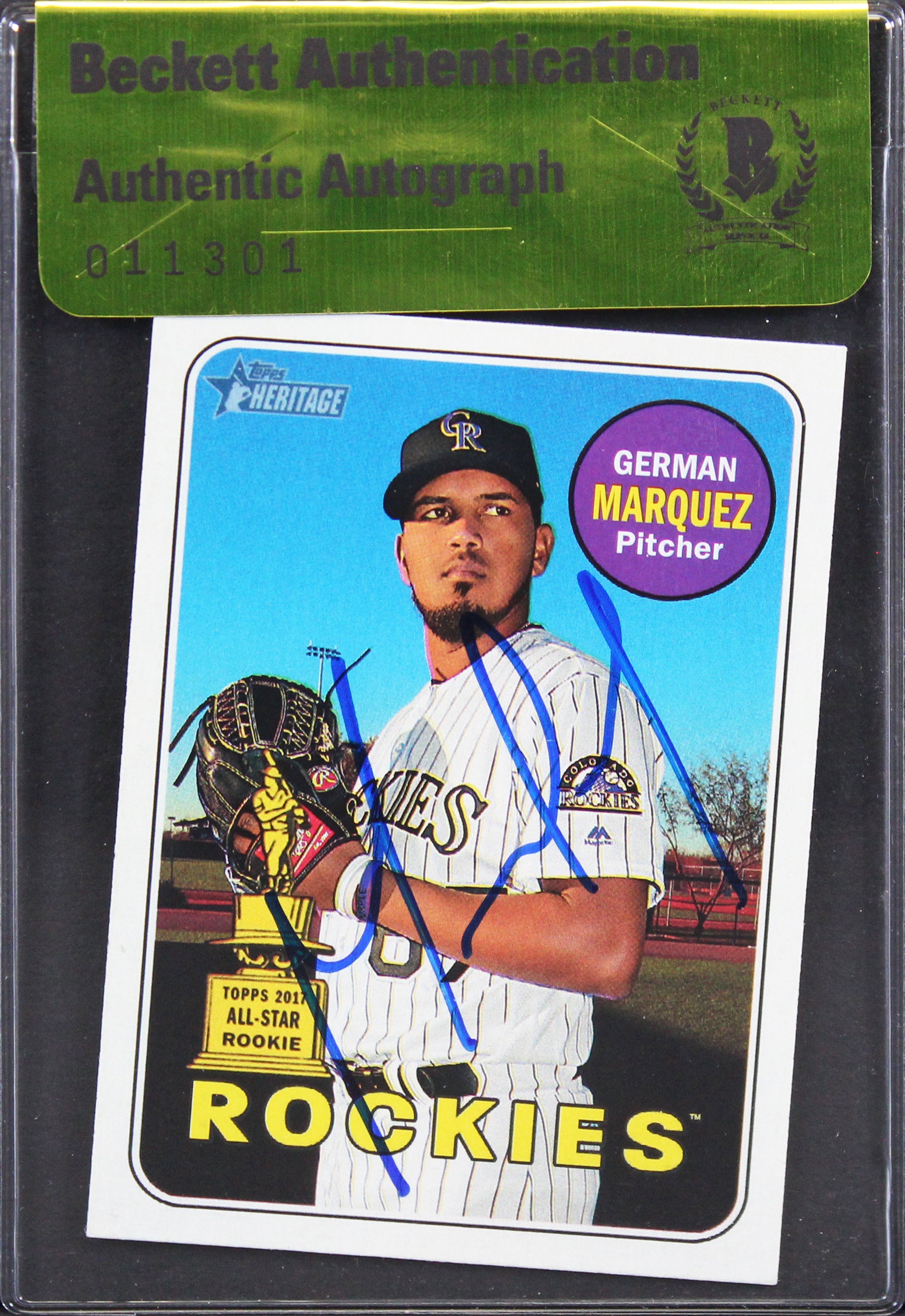 Rockies German Marquez Authentic Signed 2018 Topps Heritage #348 Card BAS #11301