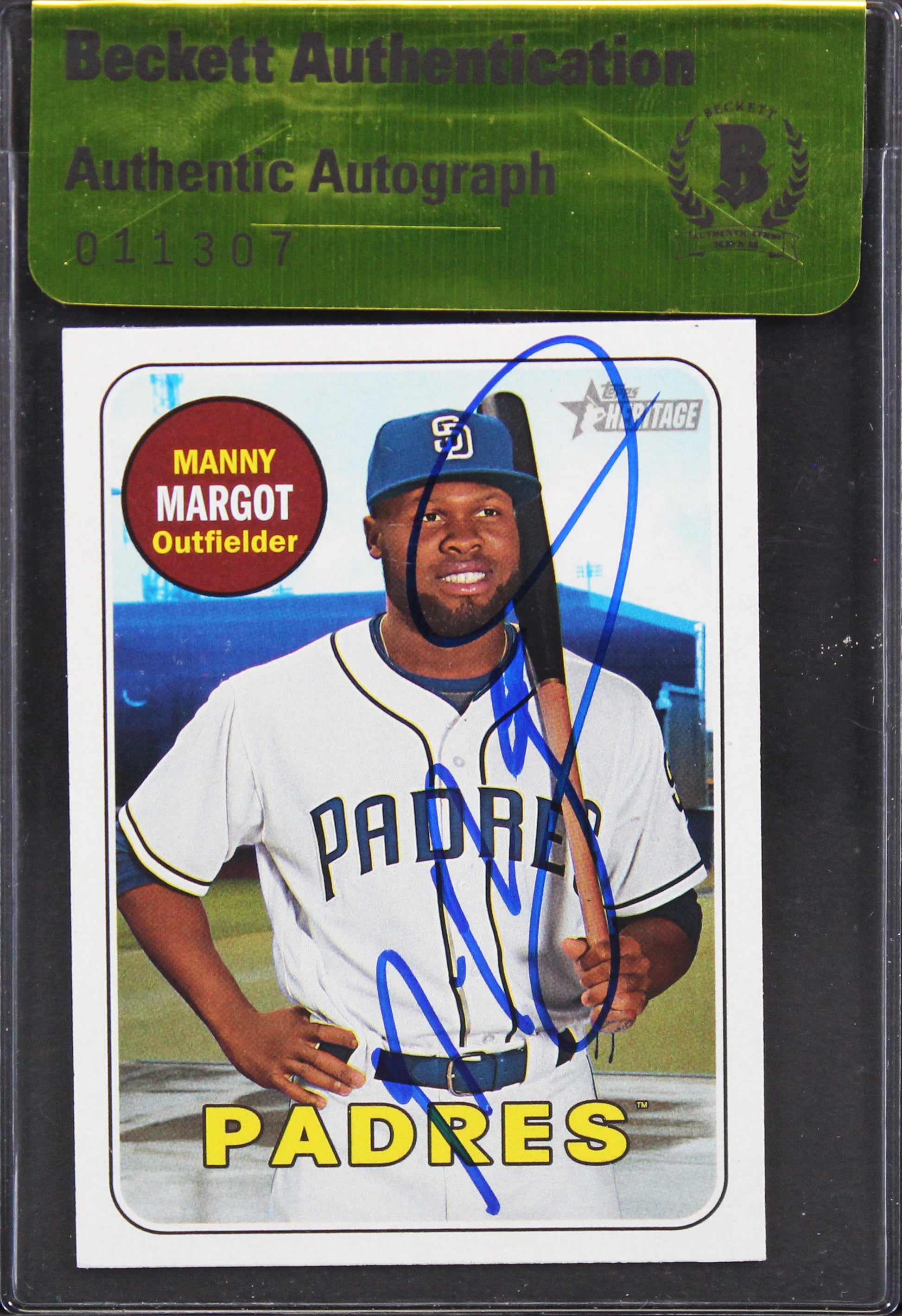 Padres Manny Margot Authentic Signed 2018 Topps Heritage #376 Card BAS #11307