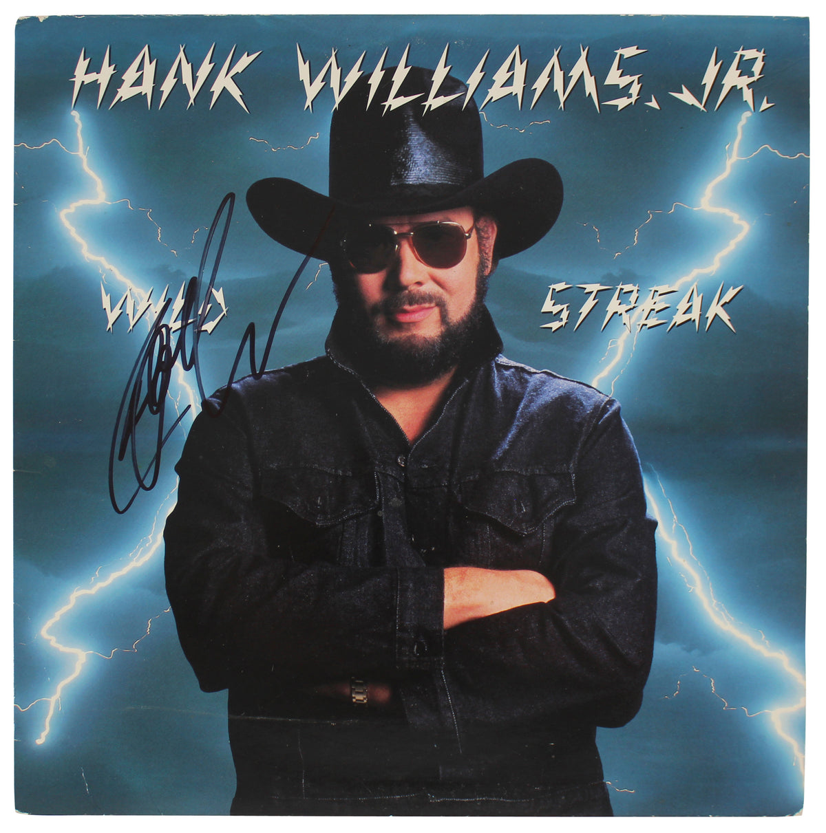 Hank Williams Jr. Authentic Signed Wild Streak Album Cover BAS #BG83037