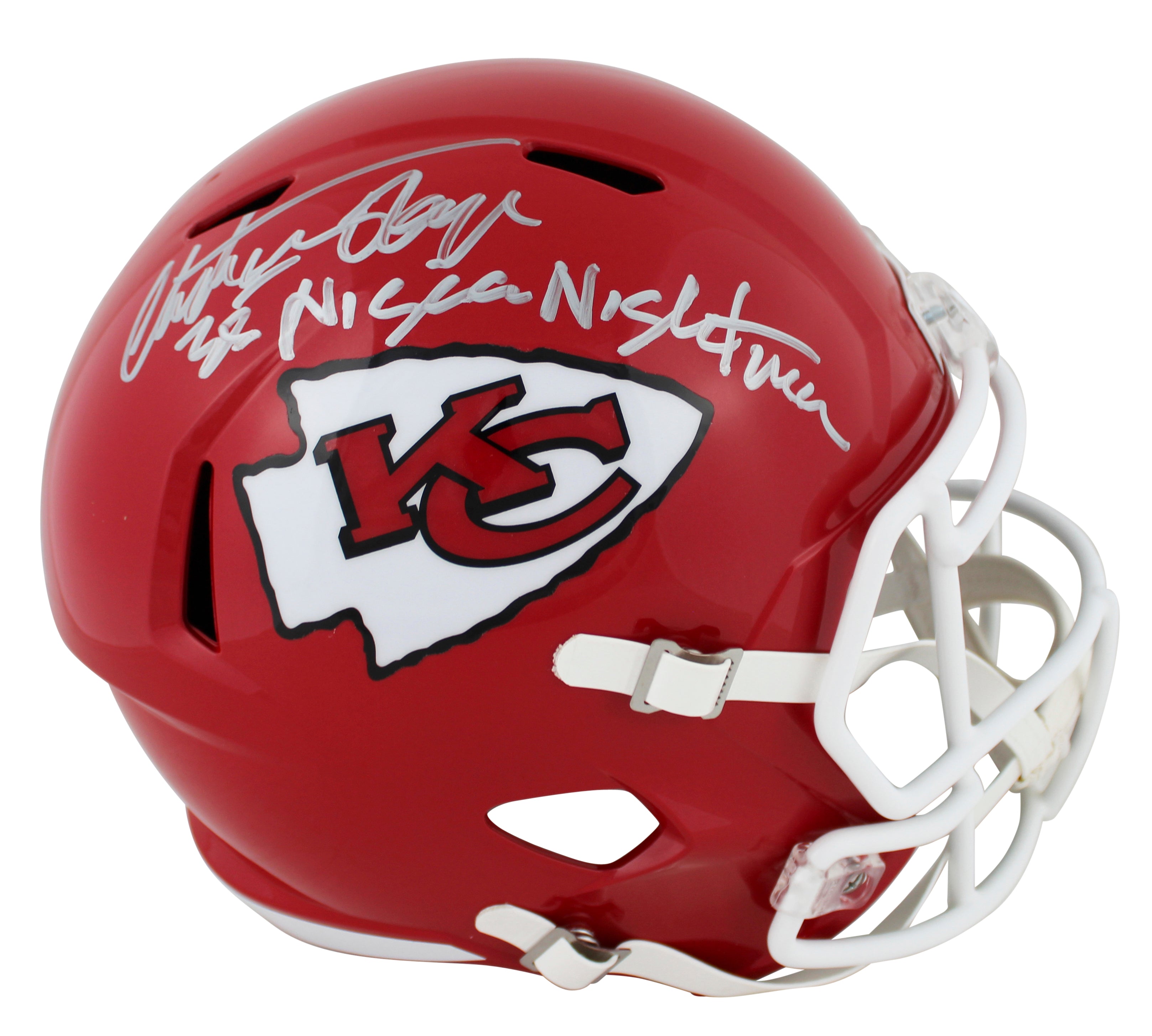 Chiefs Christian Okoye w/ Inscription Signed F/S Speed Rep Helmet W/ Case BAS W