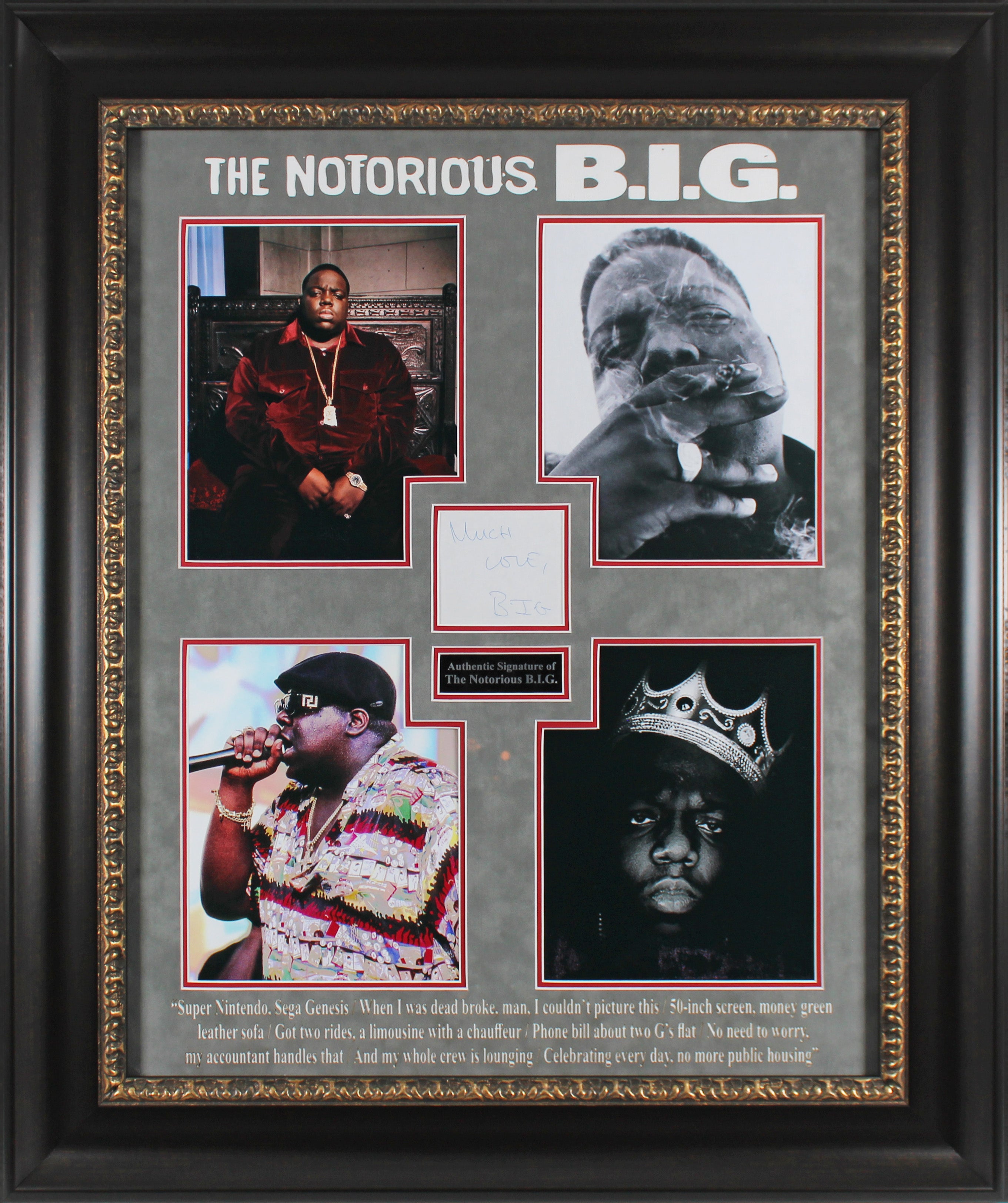 Notorious B.I.G. Much Love Authentic Signed Framed Display JSA #XX79919