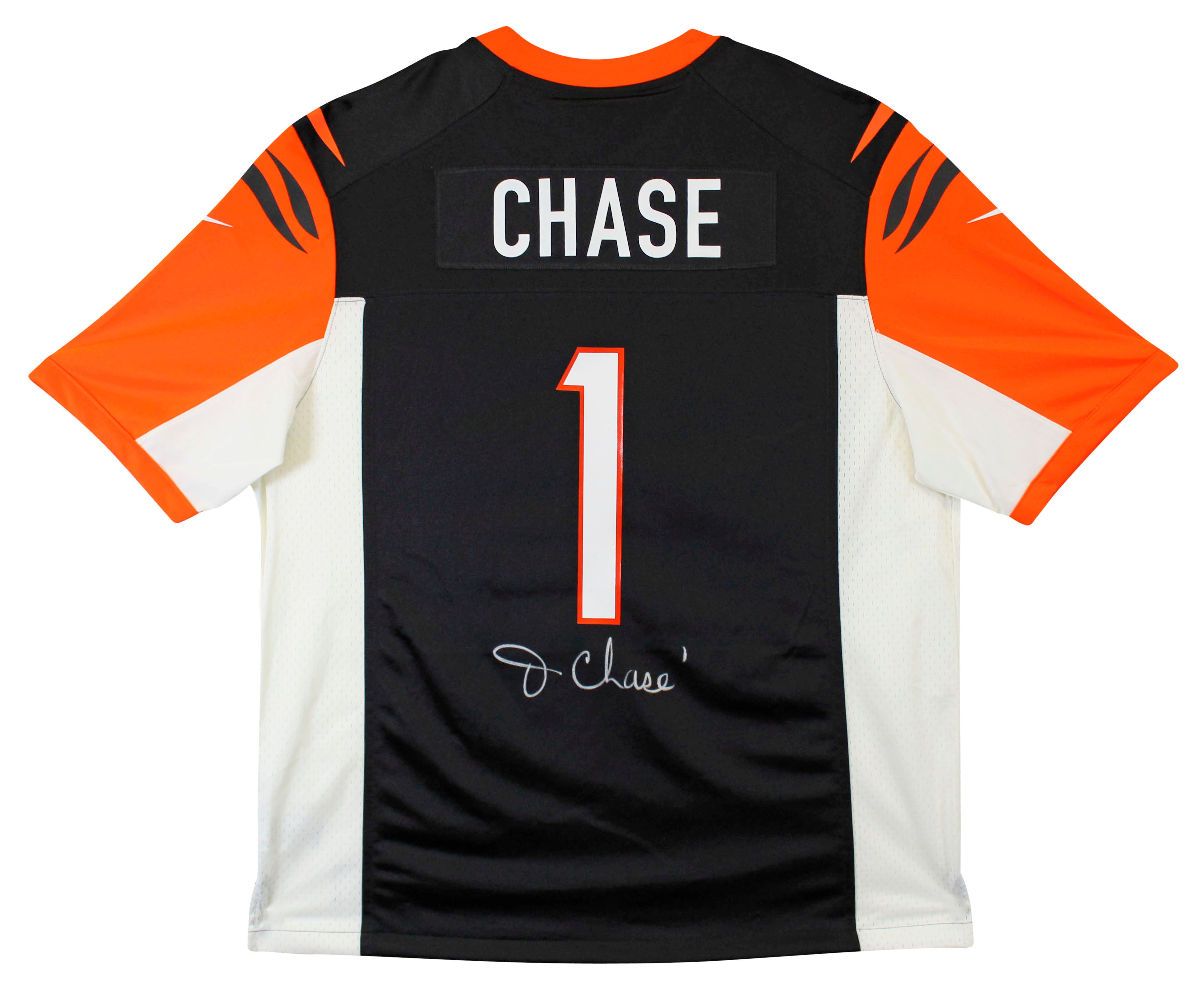 Bengals Ja'Marr Chase Signed Black Throwback Nike Game Jersey BAS Witnessed