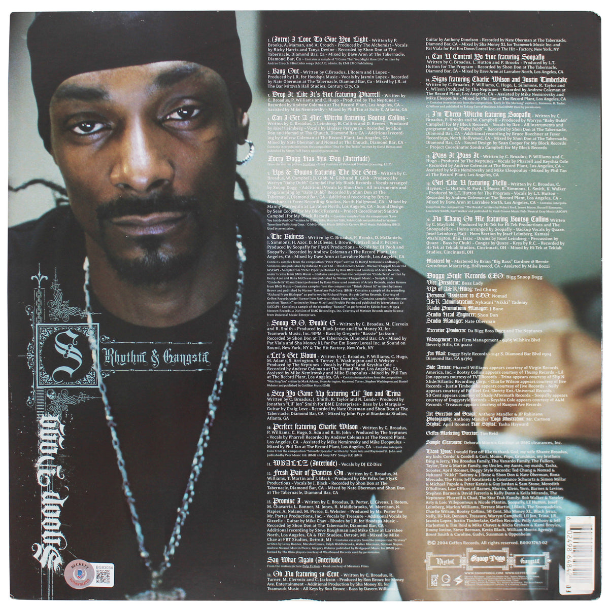 Snoop Dogg Authentic Signed R&G  (Rhythm & Gangsta) Album Cover BAS #BG83034