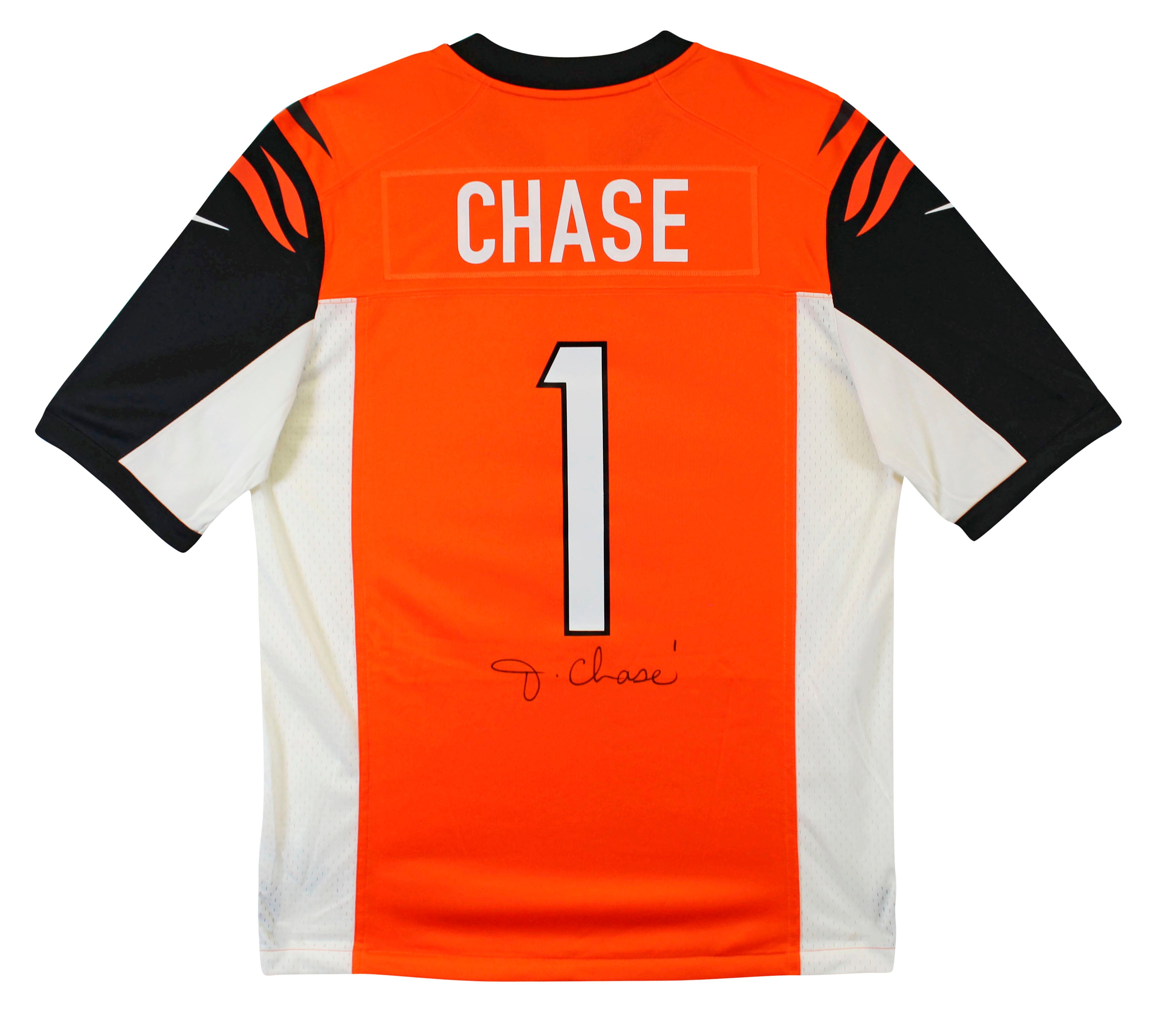 Bengals Ja'Marr Chase Signed Orange Throwback Nike Game Jersey BAS Witnessed