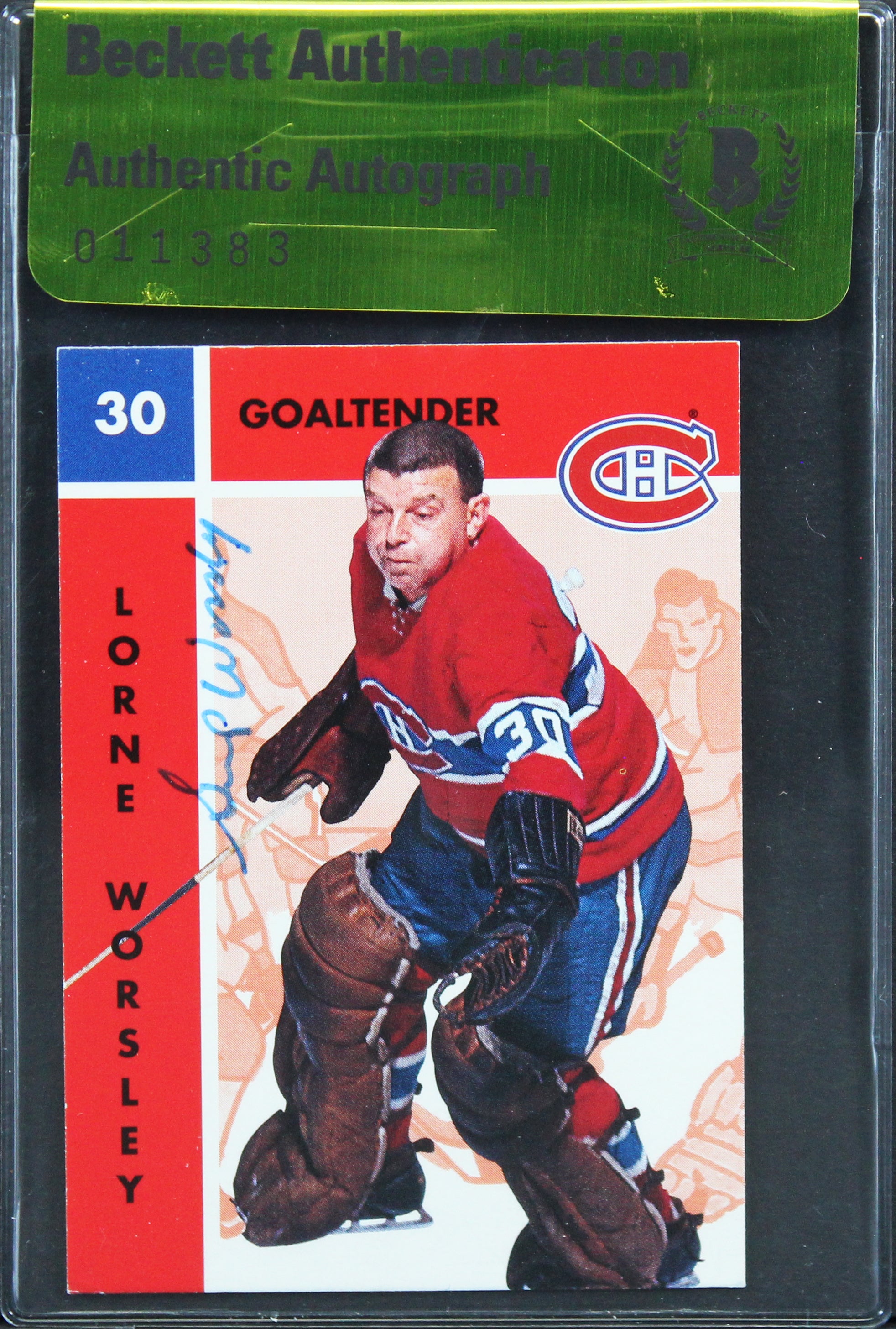 Canadiens Lorne Worsley Authentic Signed 1995 Parkhurst #76 Card BAS #11383