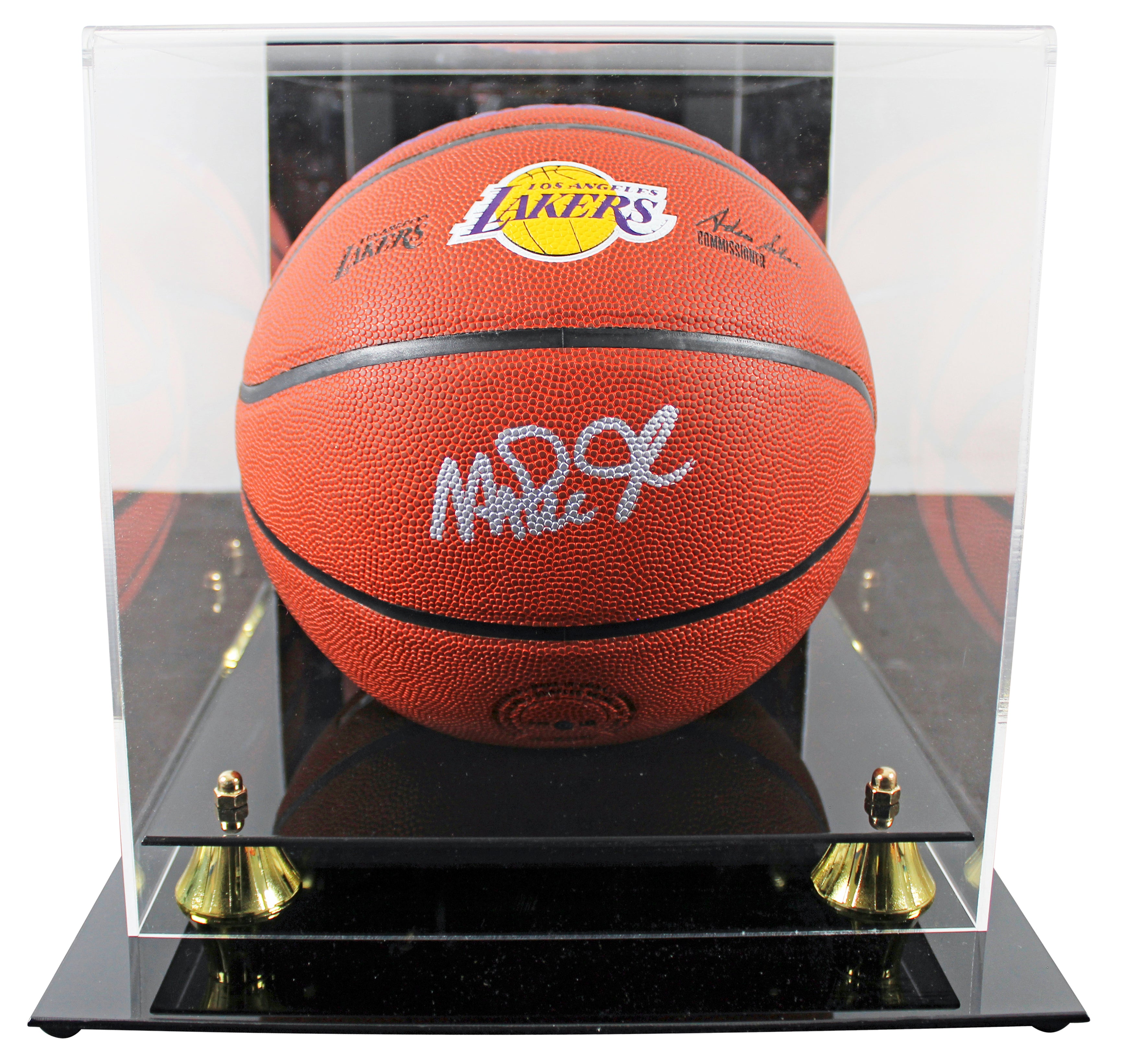 Lakers Magic Johnson Authentic Signed Wilson Logo Basketball w/ Case BAS Witness