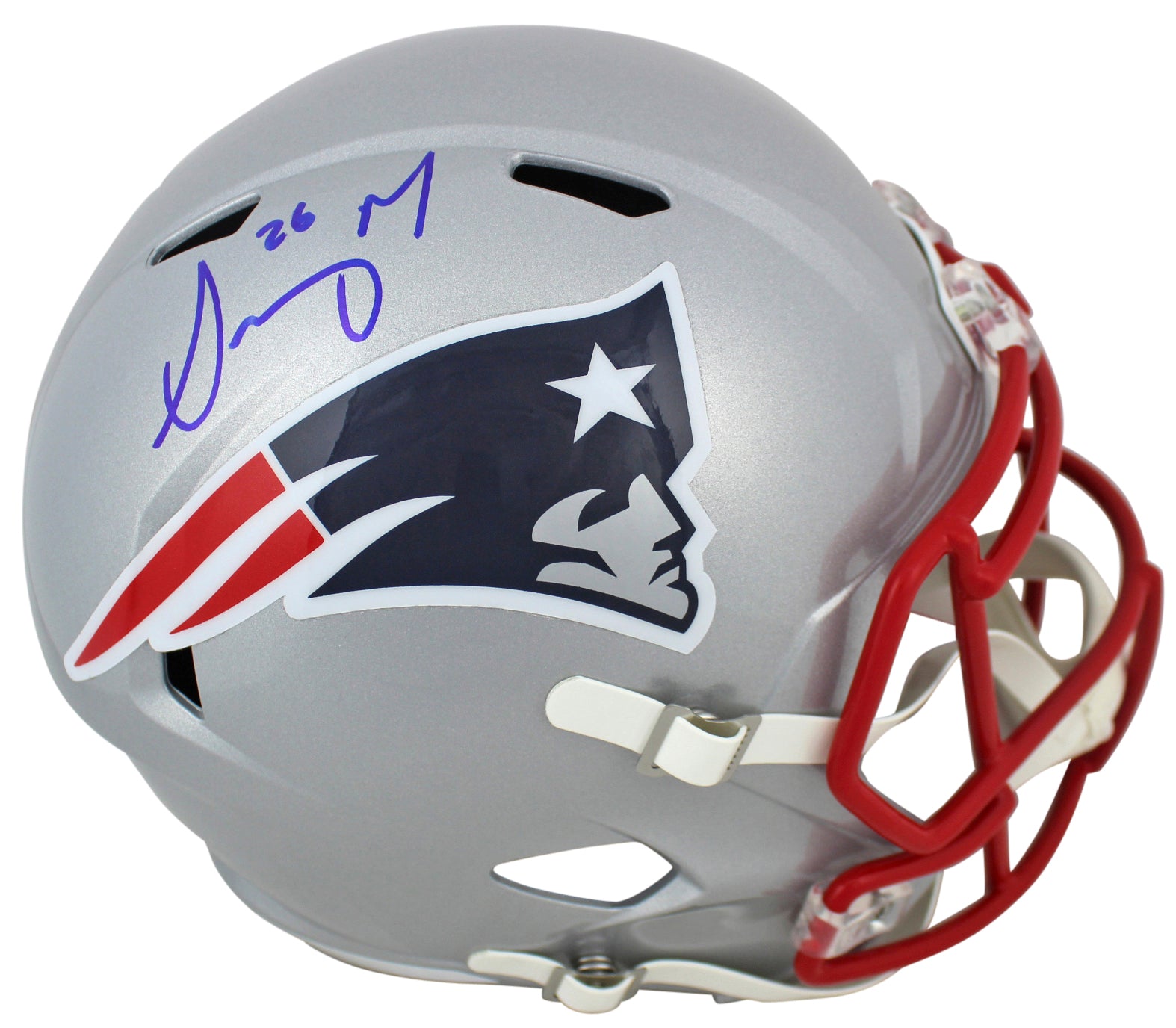 Patriots Sony Michel Authentic Signed Full Size Speed Rep Helmet BAS Witnessed