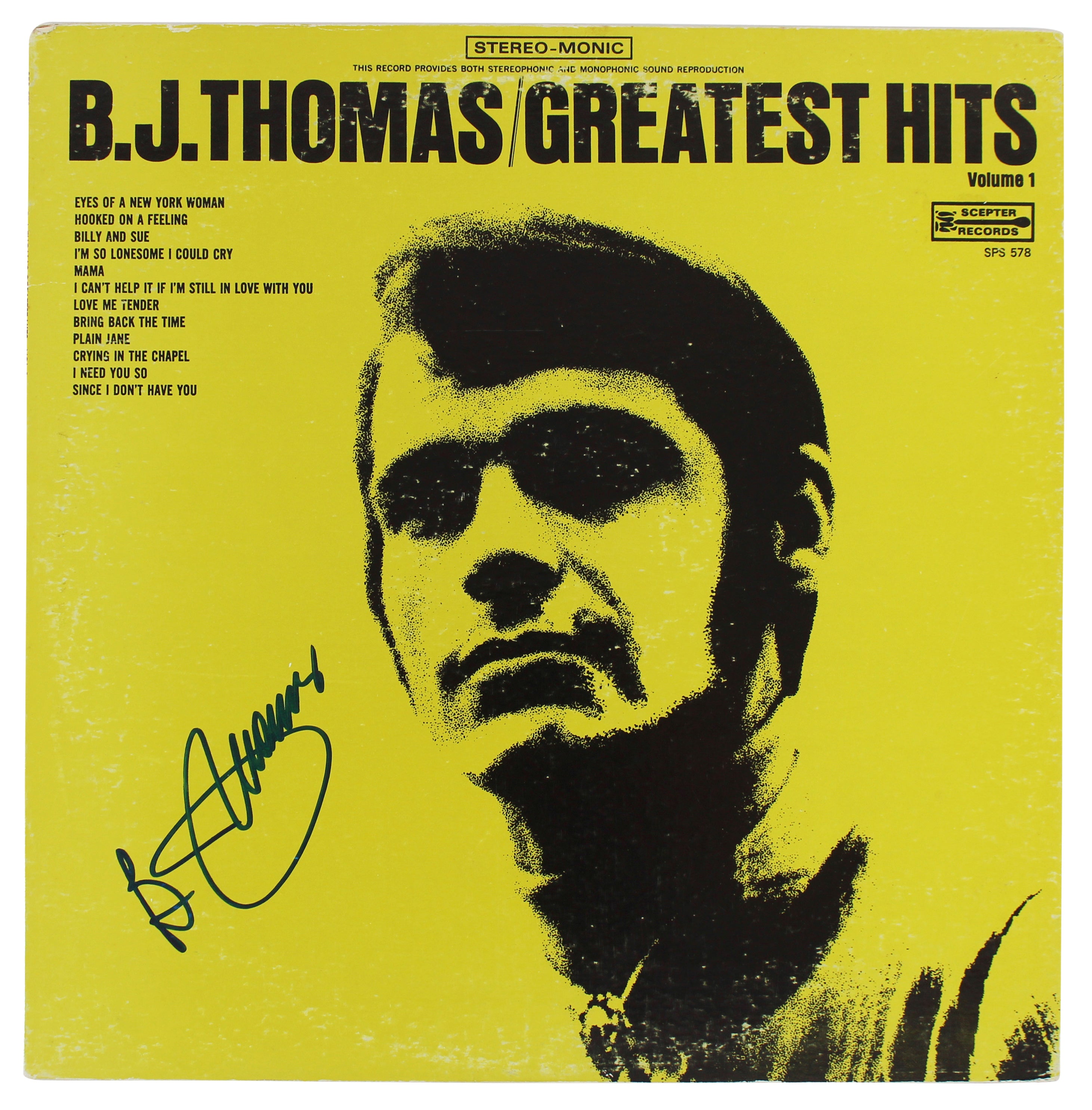 B.J. Thomas Authentic Signed Greatest Hits Album Cover Autographed BAS #BG83028