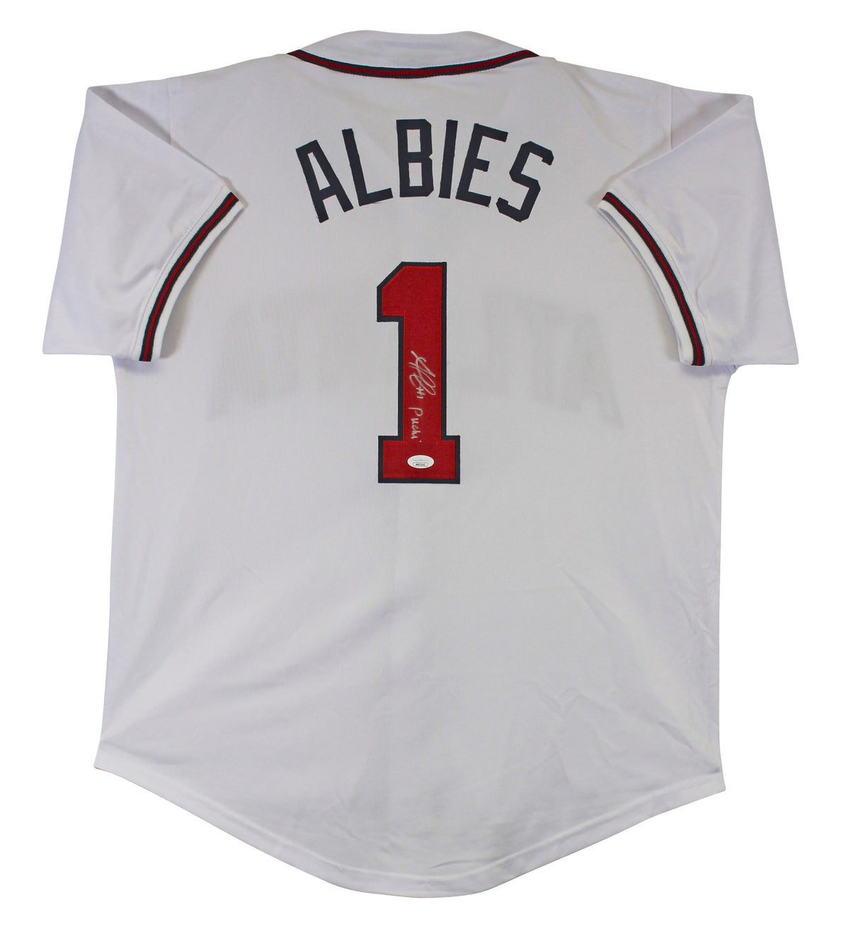 Ozzie Albies "Puchi" Authentic Signed White Pro Style Jersey Autographed JSA