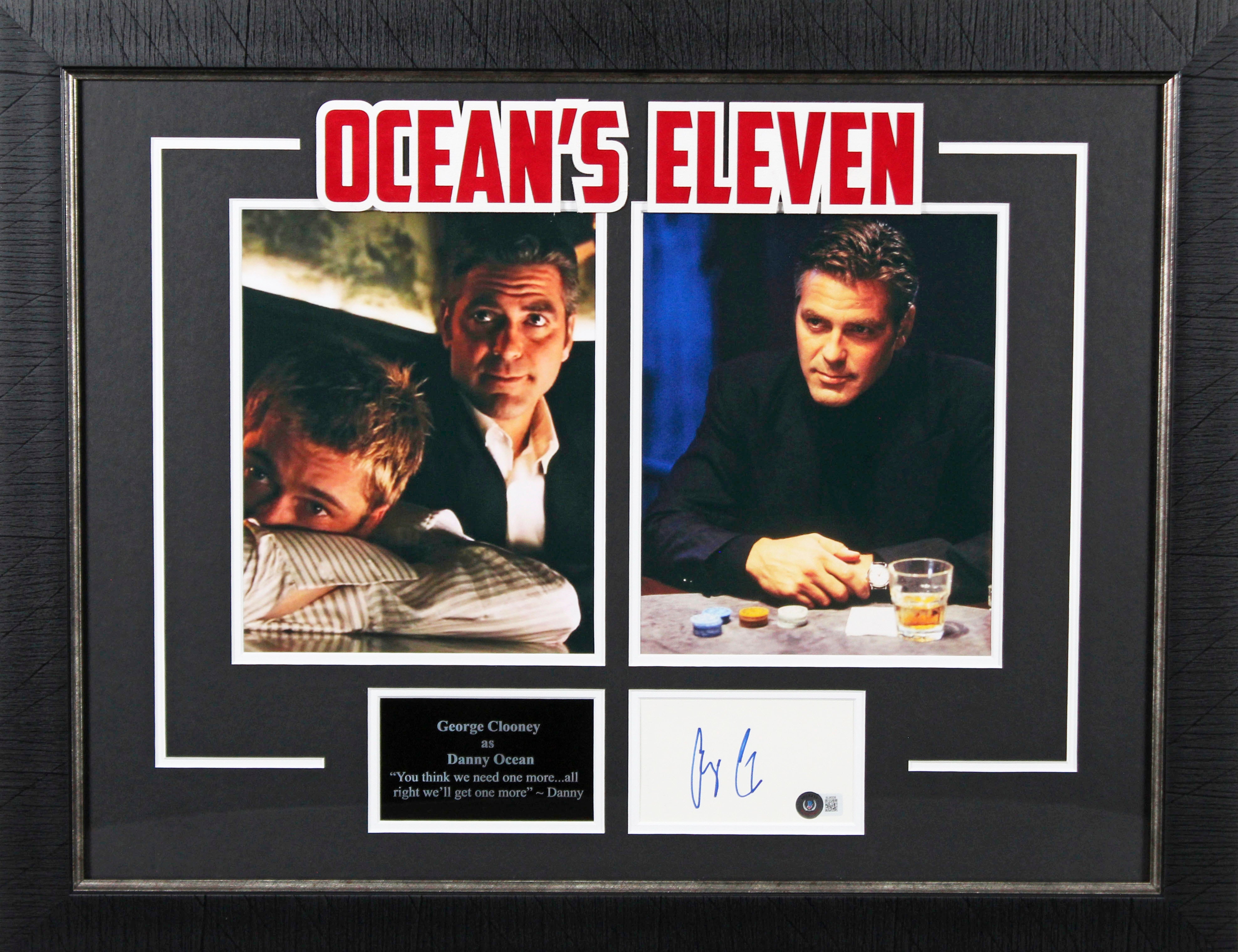 George Clooney Ocean's 11 Authentic Signed & Framed 3x5 Index Card BAS