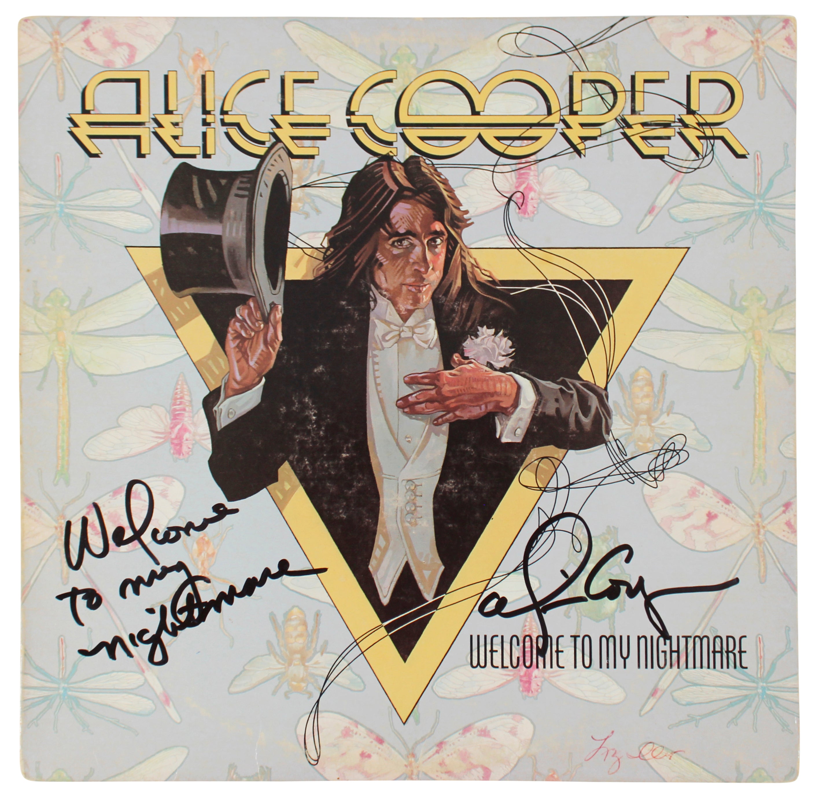 Alice Cooper "WTMN" Signed Welcome To My Nightmare Album Cover w Vinyl BAS Wit 3