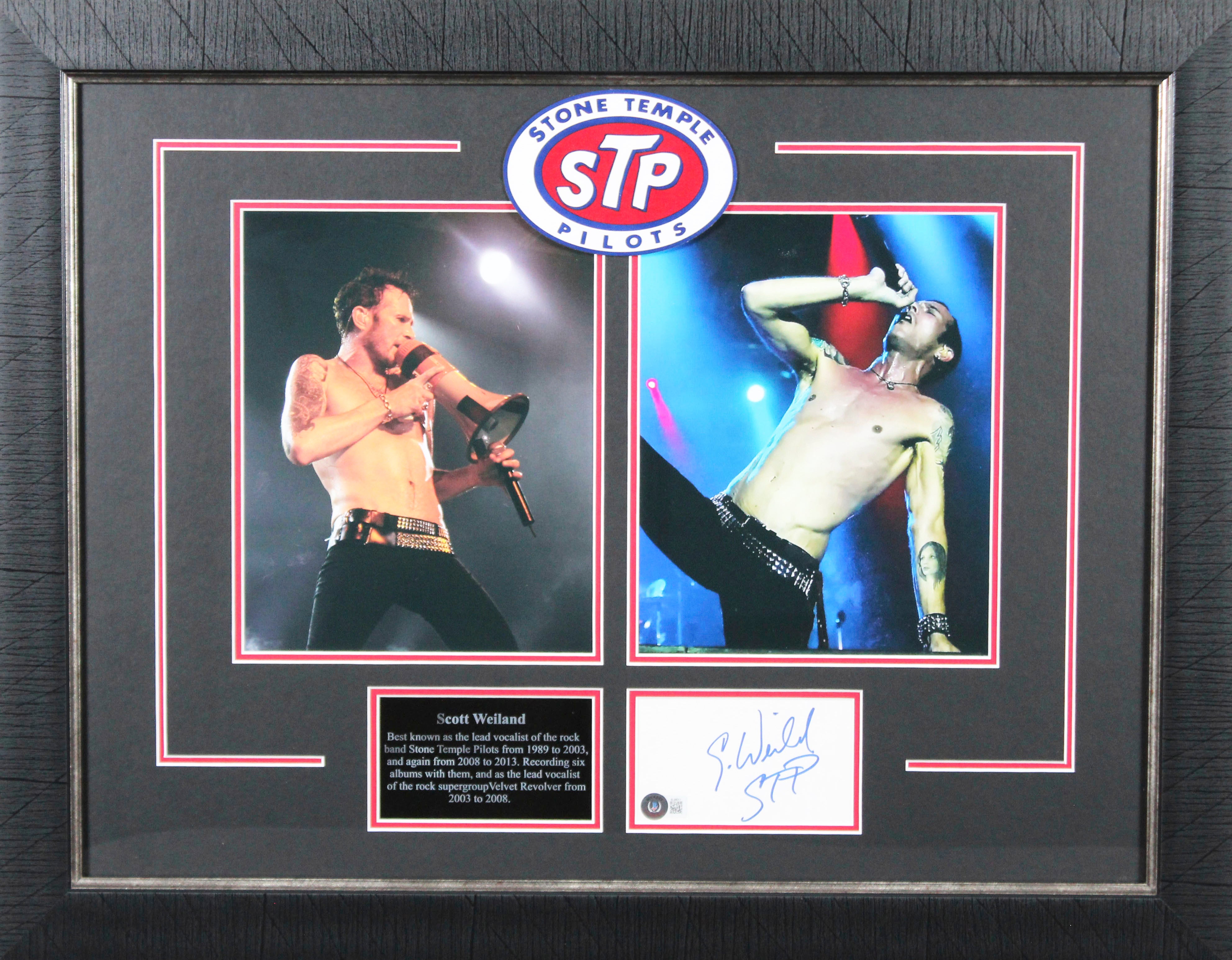 Scot Weiland Stone Temple Pilots "STP" Signed & Framed 3x5 Index Card BAS