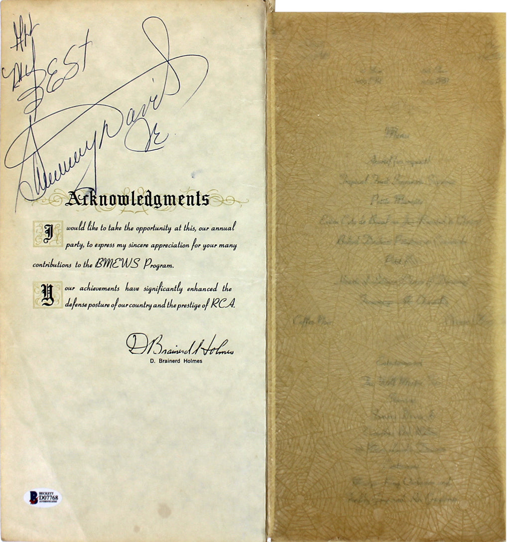 Sammy Davis Jr. "All My Best" Authentic Signed 7x14 Souvenir Program BAS #D07768