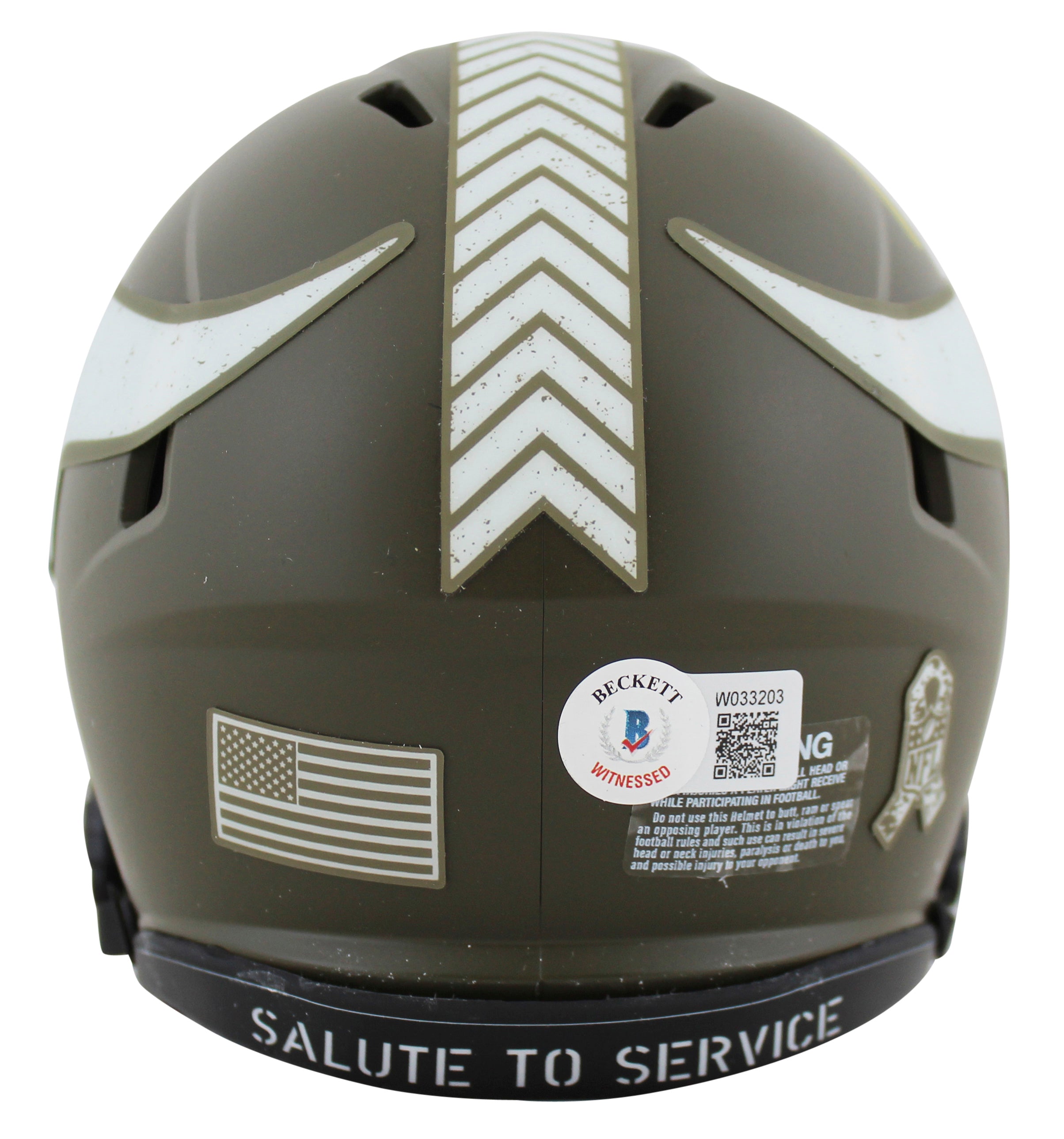 Vikings Randy Moss Signed Salute To Service Speed Mini Helmet BAS Witnessed