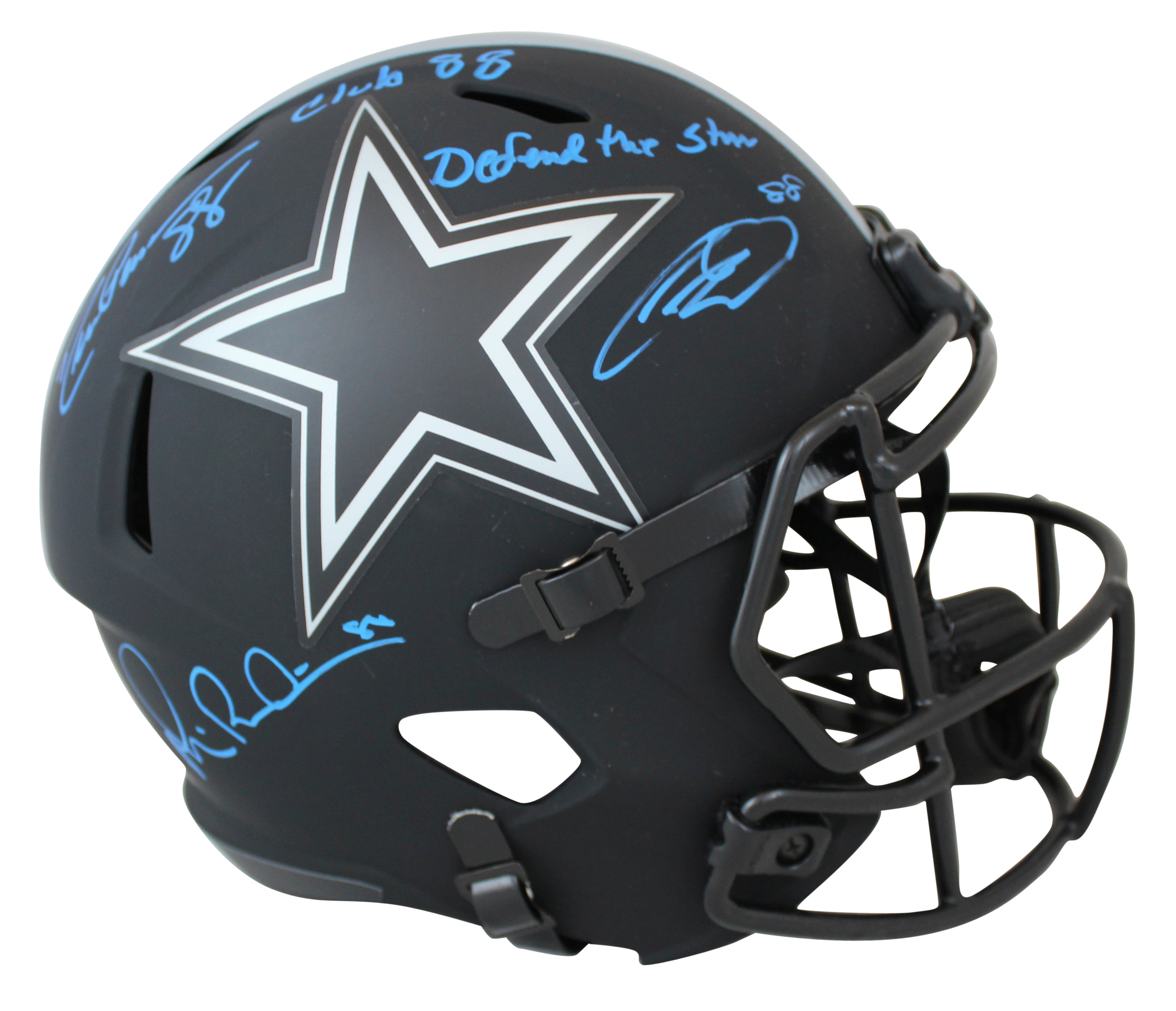 Cowboys Irvin, Pearson & Lamb Signed Eclipse F/S Speed Rep Helmet BAS Blue Sig