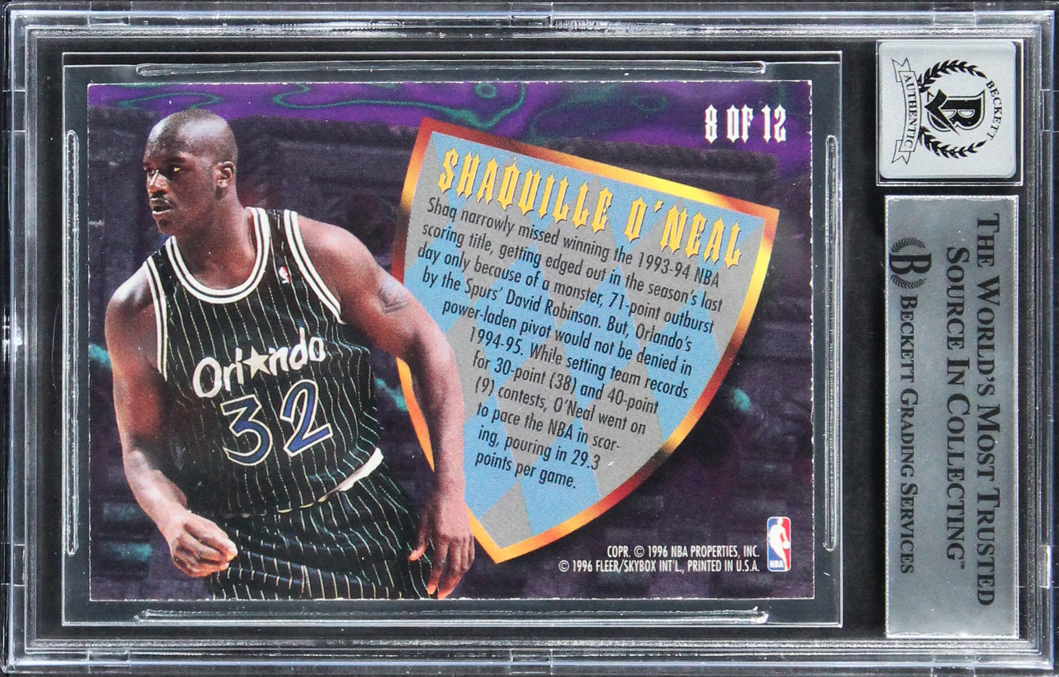 Magic Shaquille O'Neal Signed 1995 Ultra Scoring Kings #8 Card Auto 10! BAS Slab
