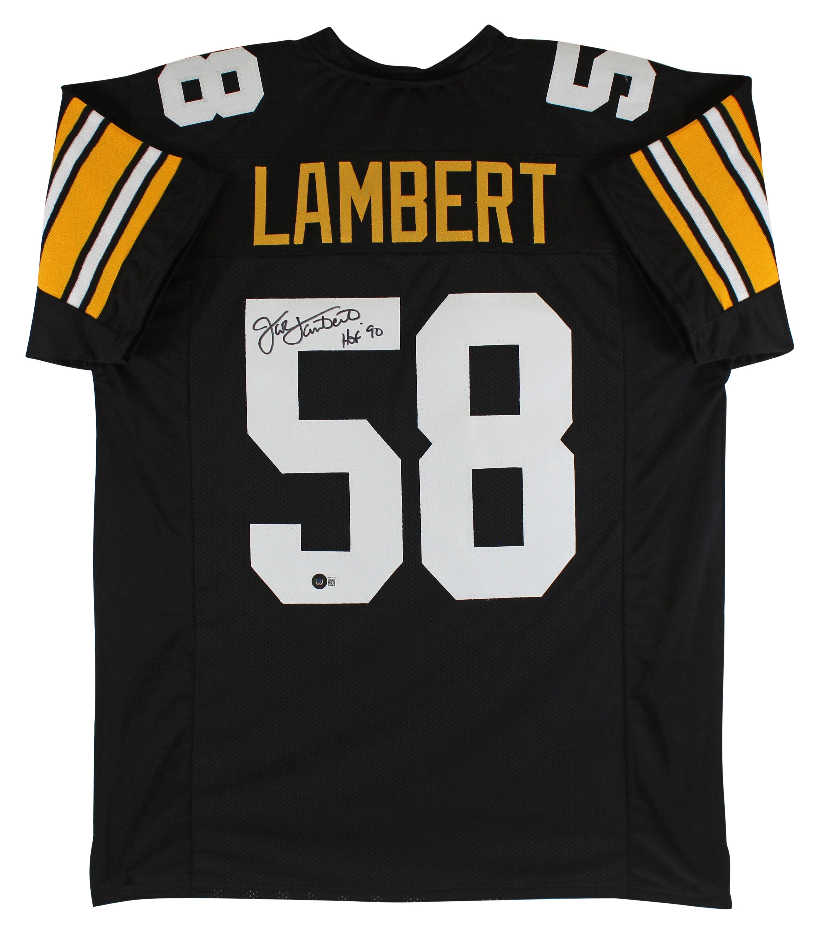 ** HOLIDAY DOORBUSTER ** Jack Lambert "HOF 90" Authentic Signed Black Pro Style Jersey BAS Witnessed