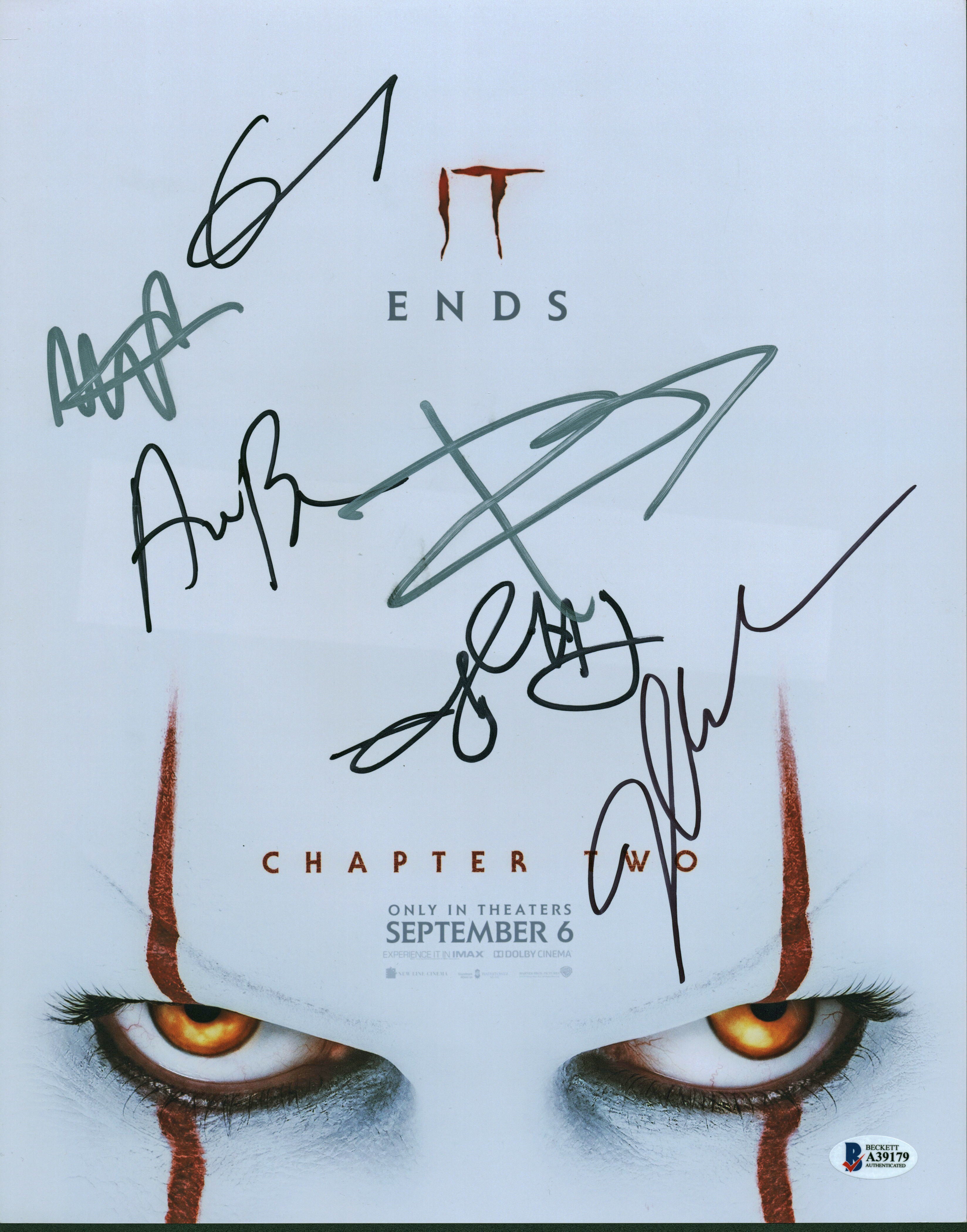 IT Chapter Two (6) Skarsgard, Bean, Chastain +3 Signed 11x14 Photo BAS #A39179