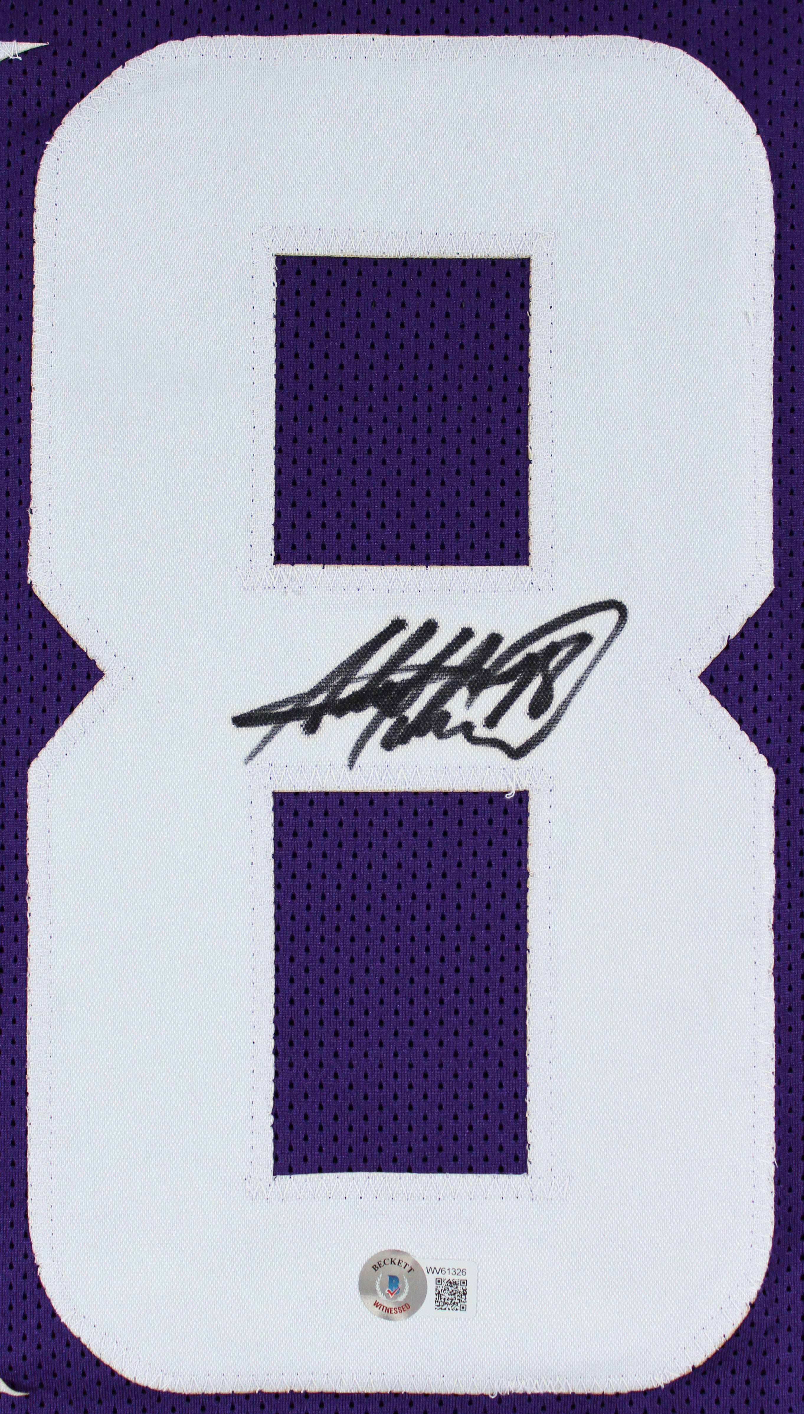 Adrian Peterson Authentic Signed Purple Pro Style Jersey Signed on #8 BAS Wit