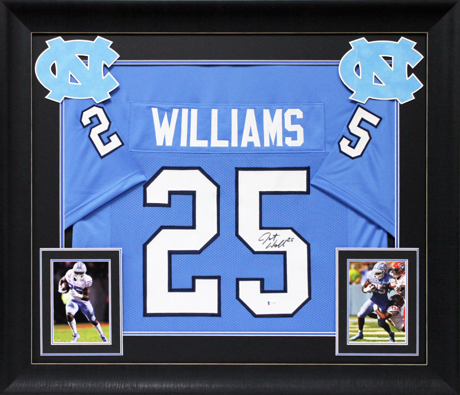 North Carolina Javonte Williams Signed Light Blue Pro Style Framed Jersey BAS W