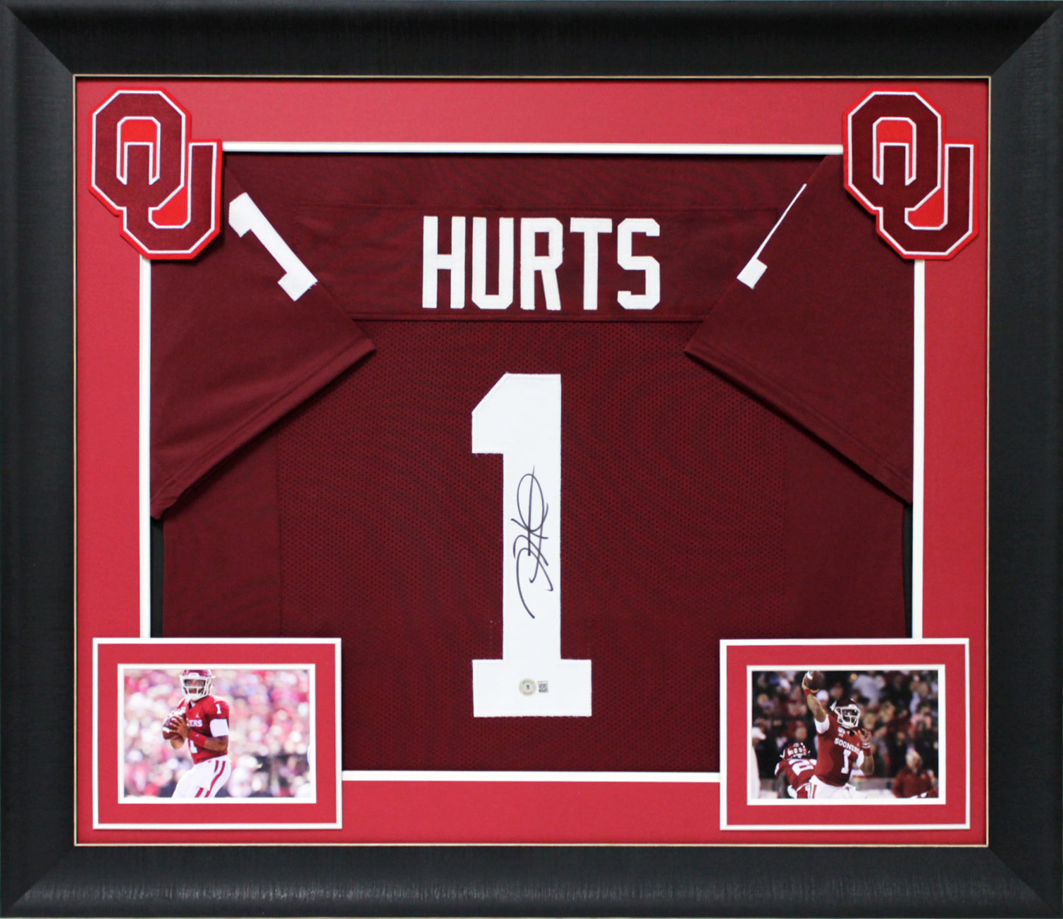 Jalen Hurts Authentic Signed Maroon Pro Style Framed Jersey BAS Witnessed