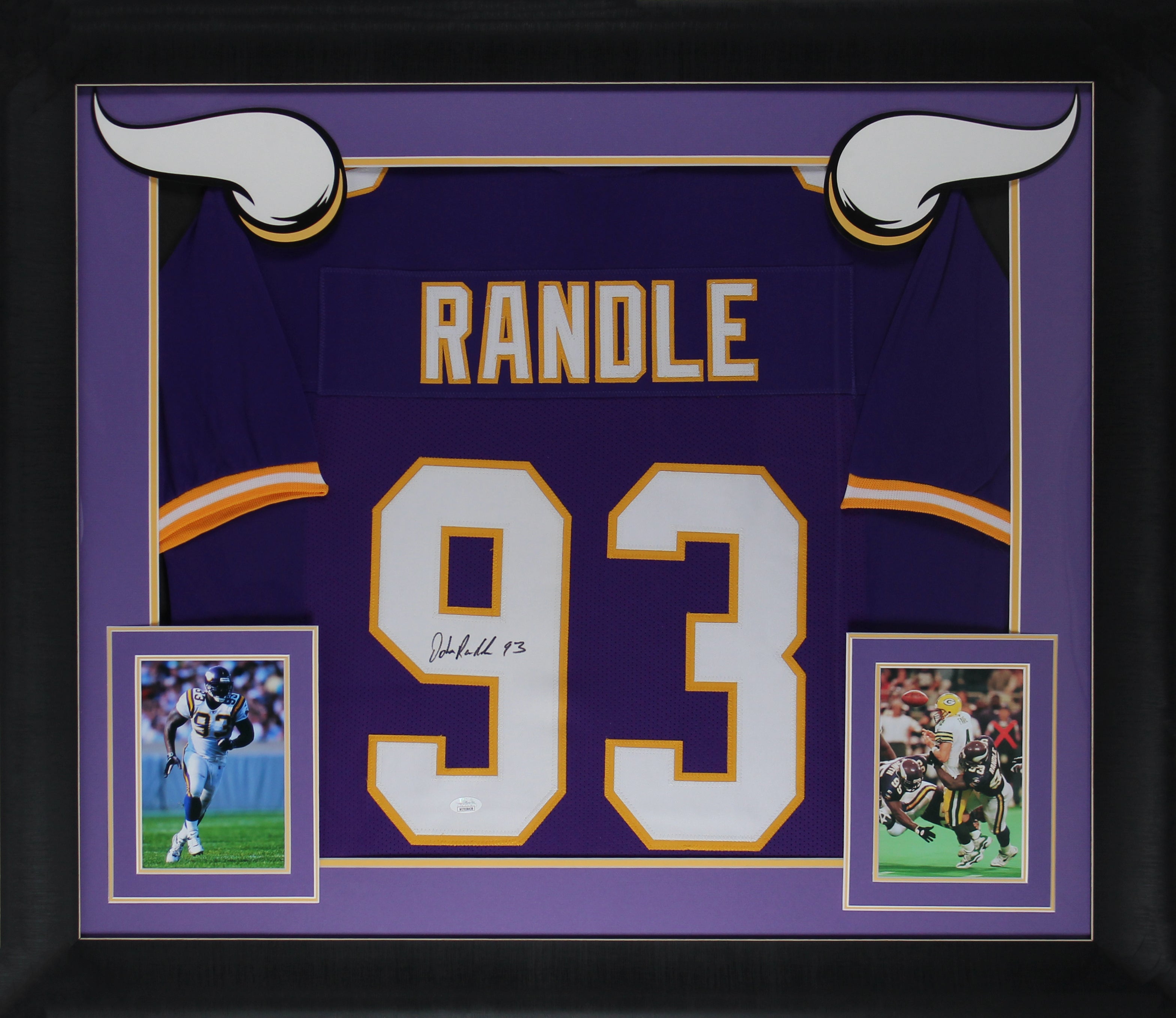 John Randle Authentic Signed Purple Pro Style Framed Jersey JSA Witness