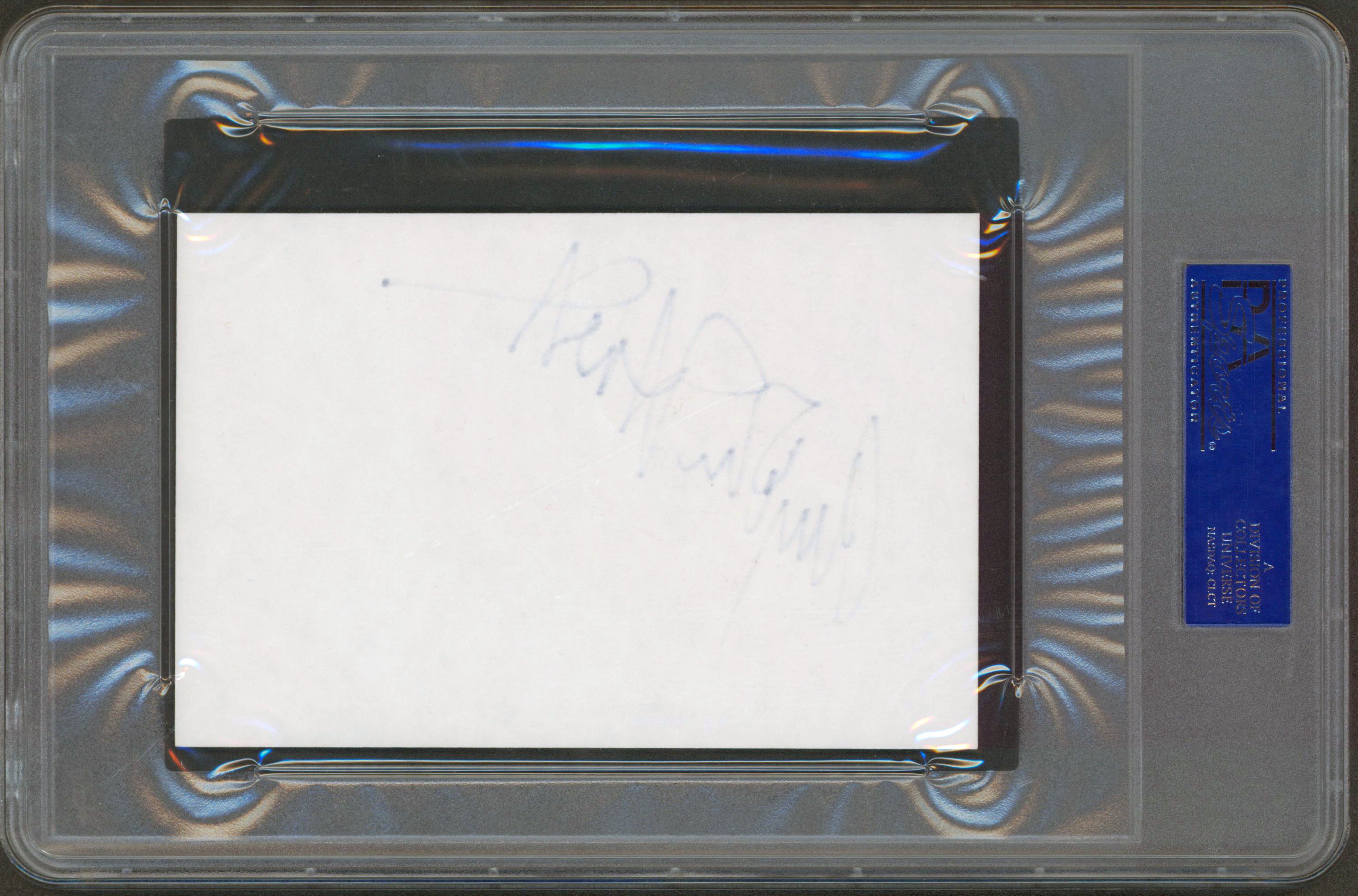 The Addams Family Anjelica Huston Authentic Signed 4x6 Index Card BAS Slabbed