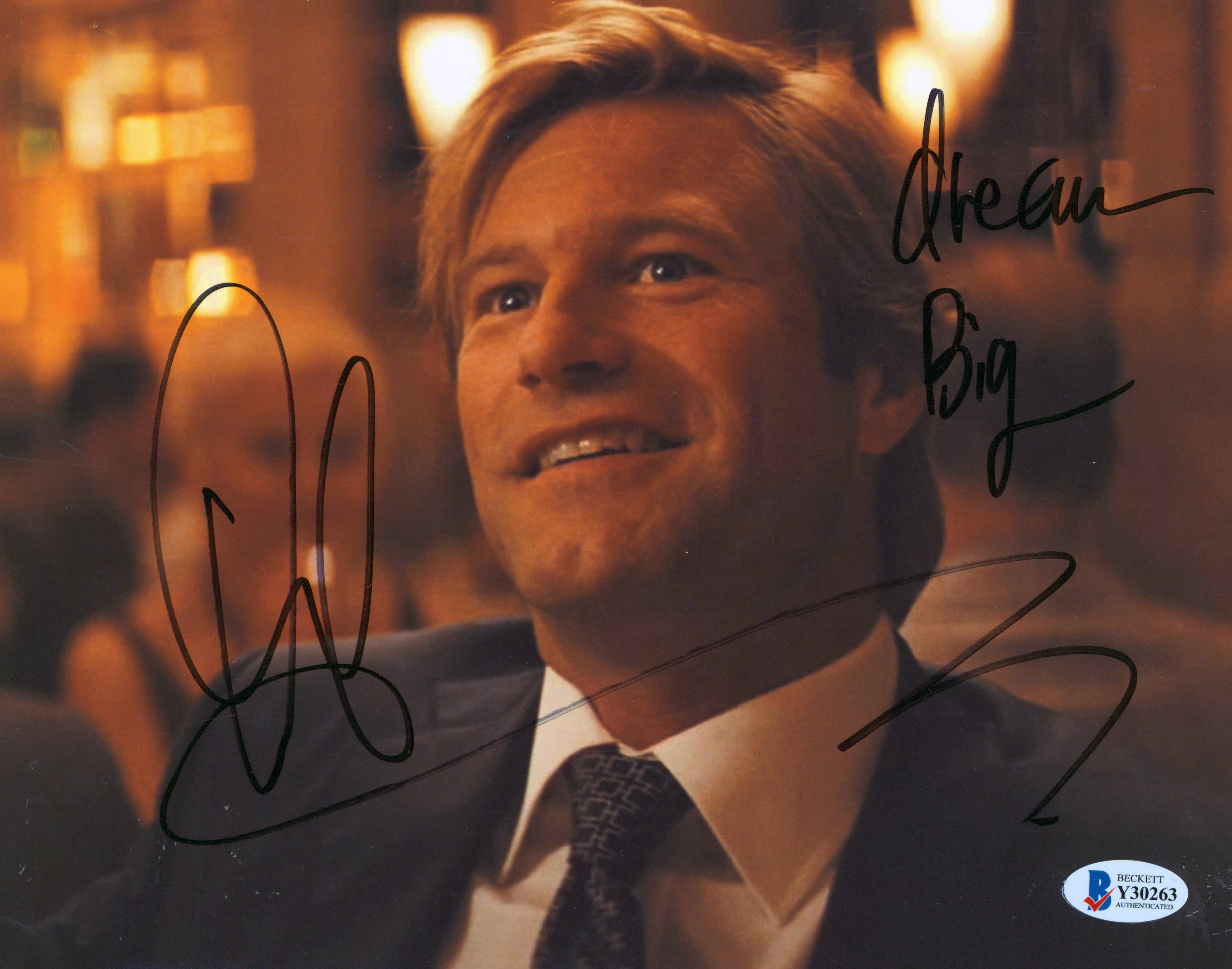 Aaron Eckhart Batman The Dark Knight "Dream Big" Signed 8x10 Photo BAS #Y30263