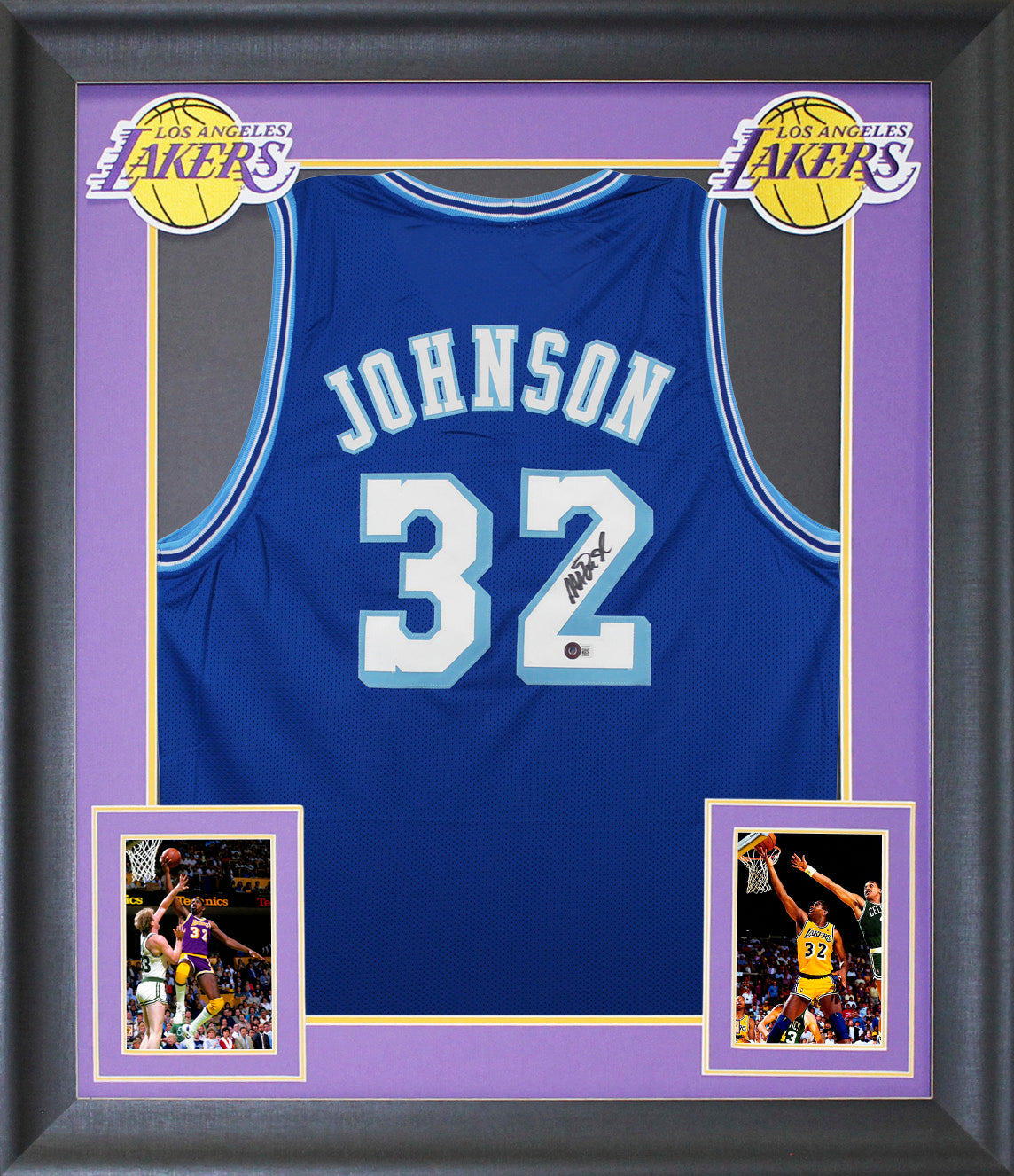 Magic Johnson Authentic Signed Blue TB Pro Style Framed Jersey BAS Witnessed