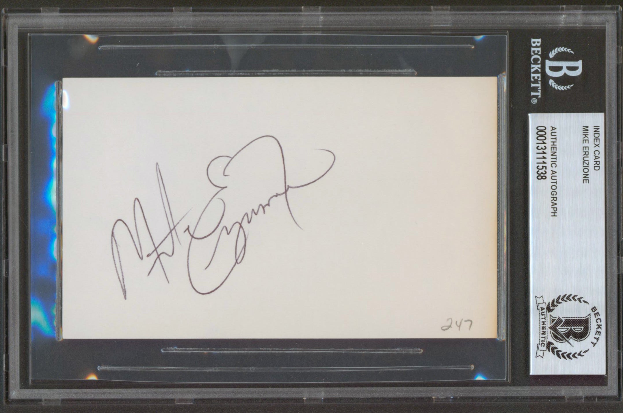 Mike Eruzione Authentic Signed 3x5 Index Card Autographed BAS Slabbed