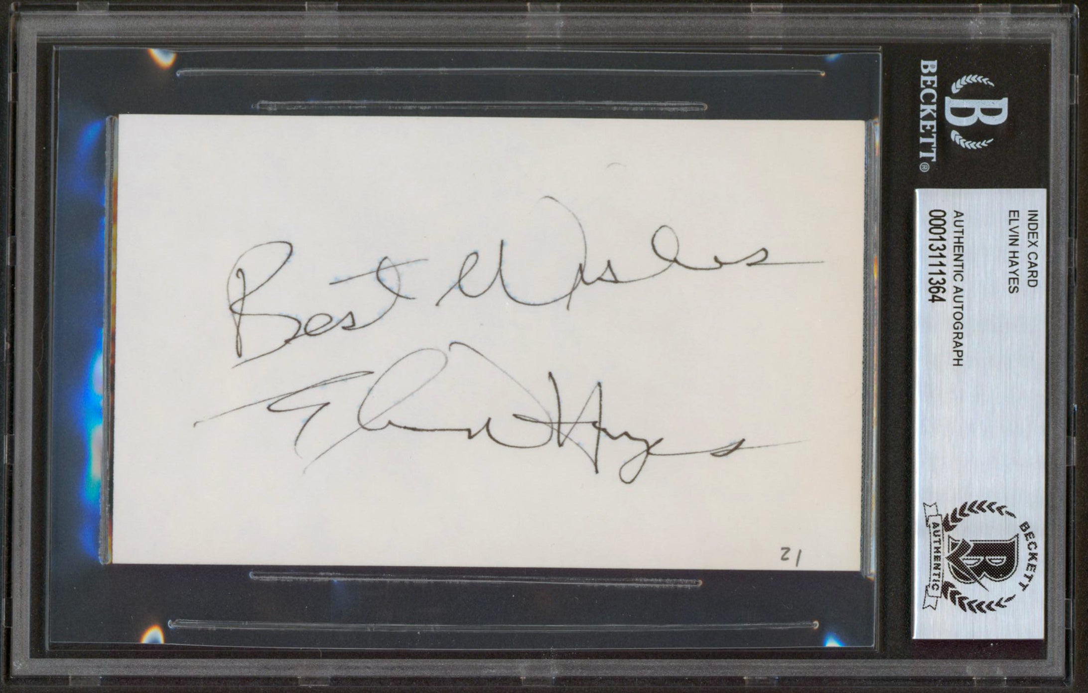 Bullets Elvin Hayes "Best Wishes" Authentic Signed 3x5 Index Card BAS Slabbed