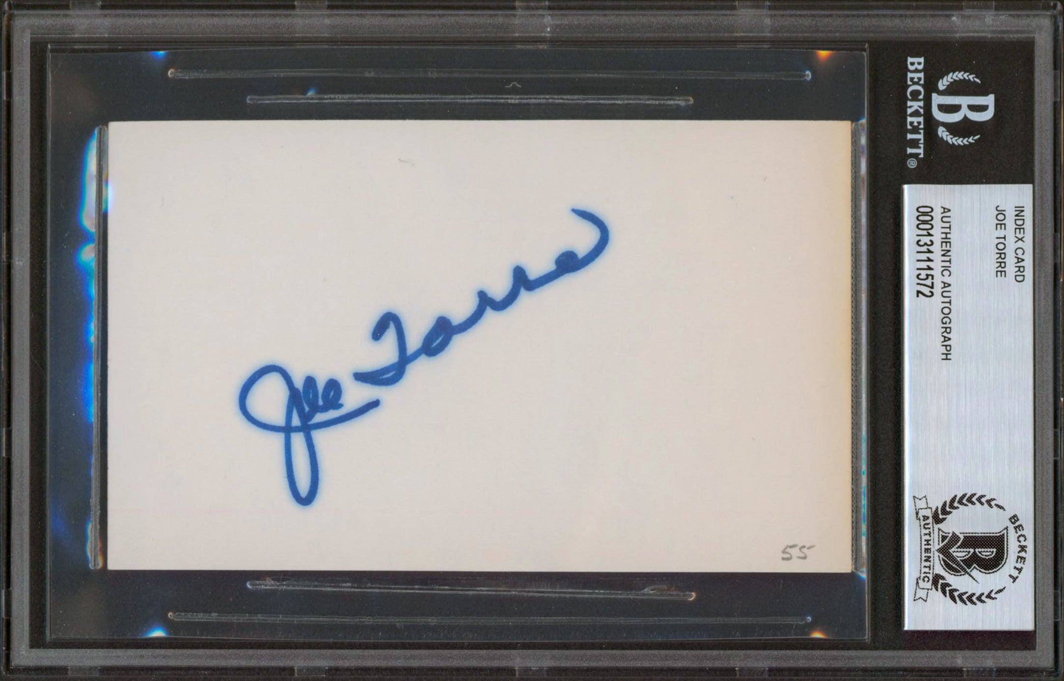 Yankees Joe Torre Authentic Signed 3x5  Index Card Autographed BAS Slab