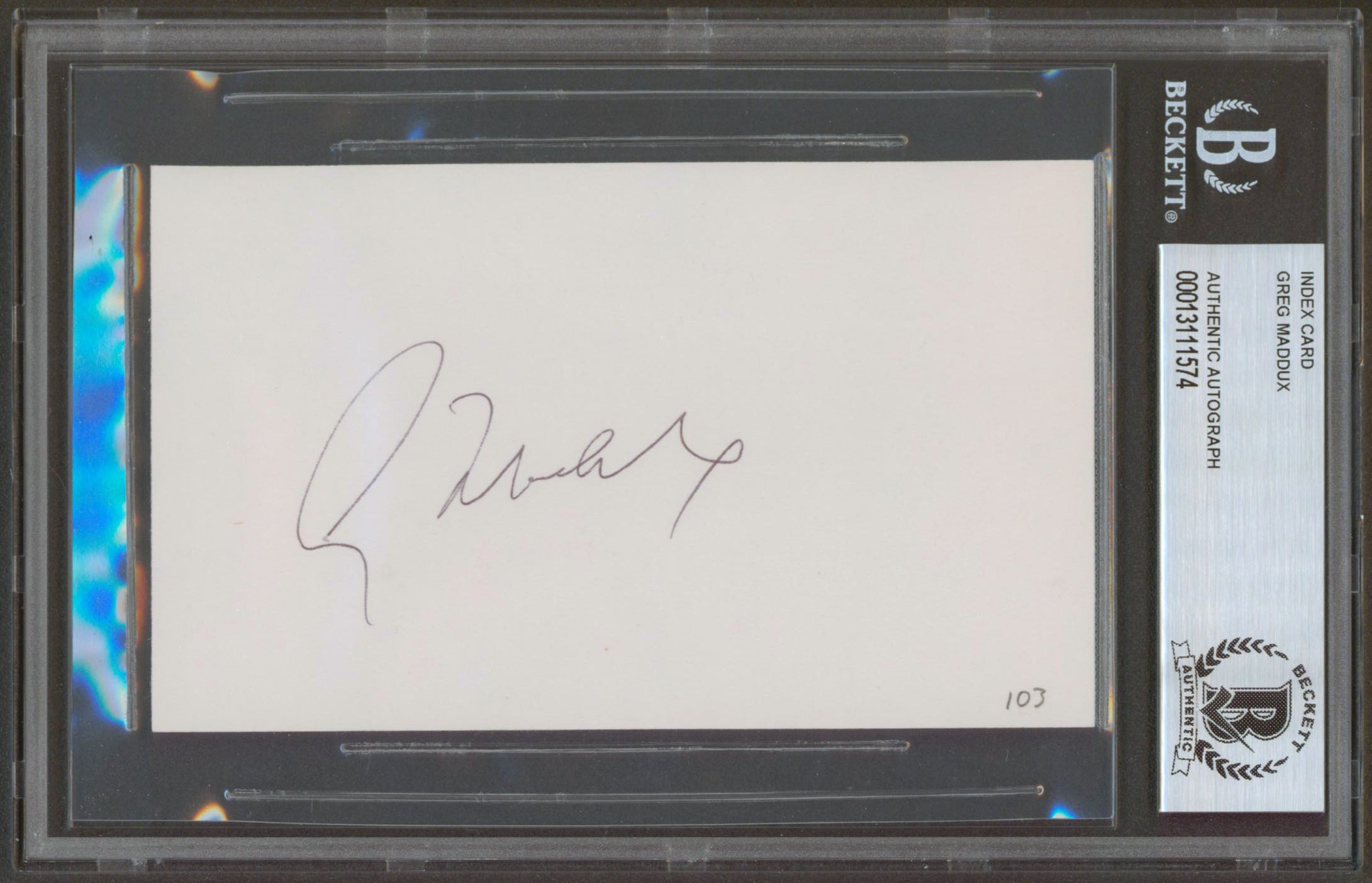 Braves Greg Maddux Authentic Signed 3x5  Index Card Autographed BAS Slabbed