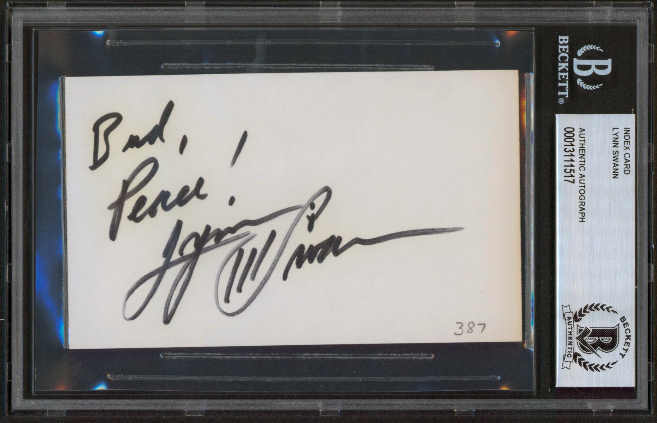Steelers Lynn Swann Authentic Signed 3x5 Index Card Autographed BAS Slabbed
