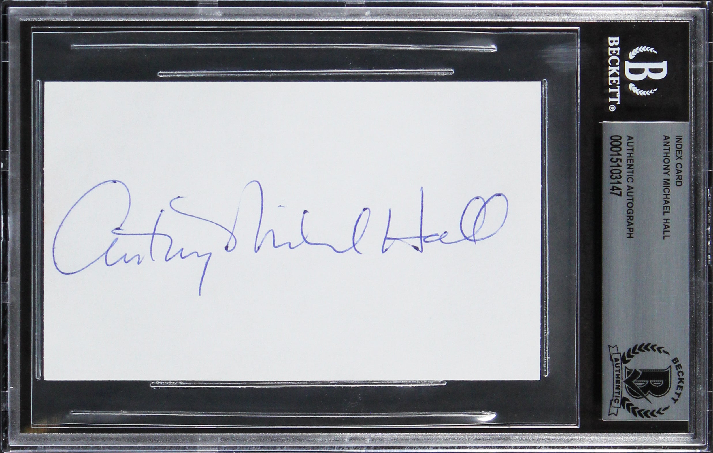 Anthony Michael Hall The Breakfast Club Authentic Signed 3x5 Index Card BAS Slab