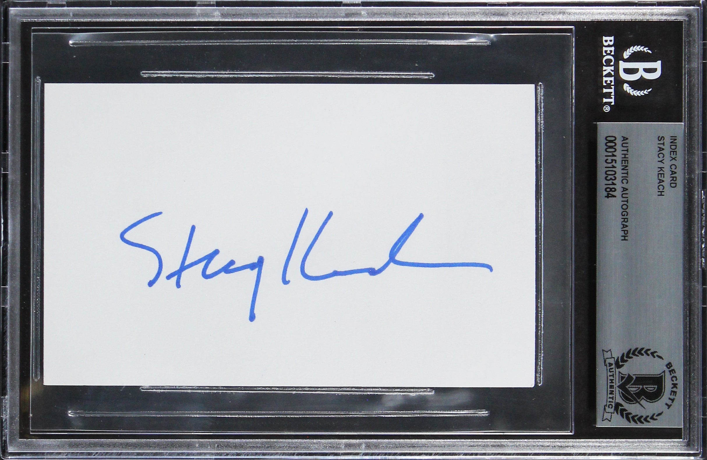 Stacy Keach The New Mike Hammer Authentic Signed 3x5 Index Card BAS Slabbed 2
