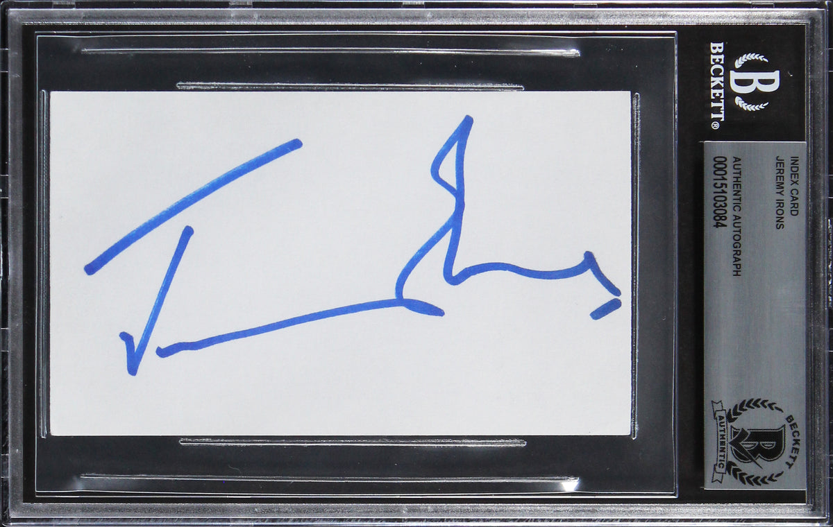 Jeremy Irons House of Gucci Authentic Signed 3x5 Index Card BAS Slabbed