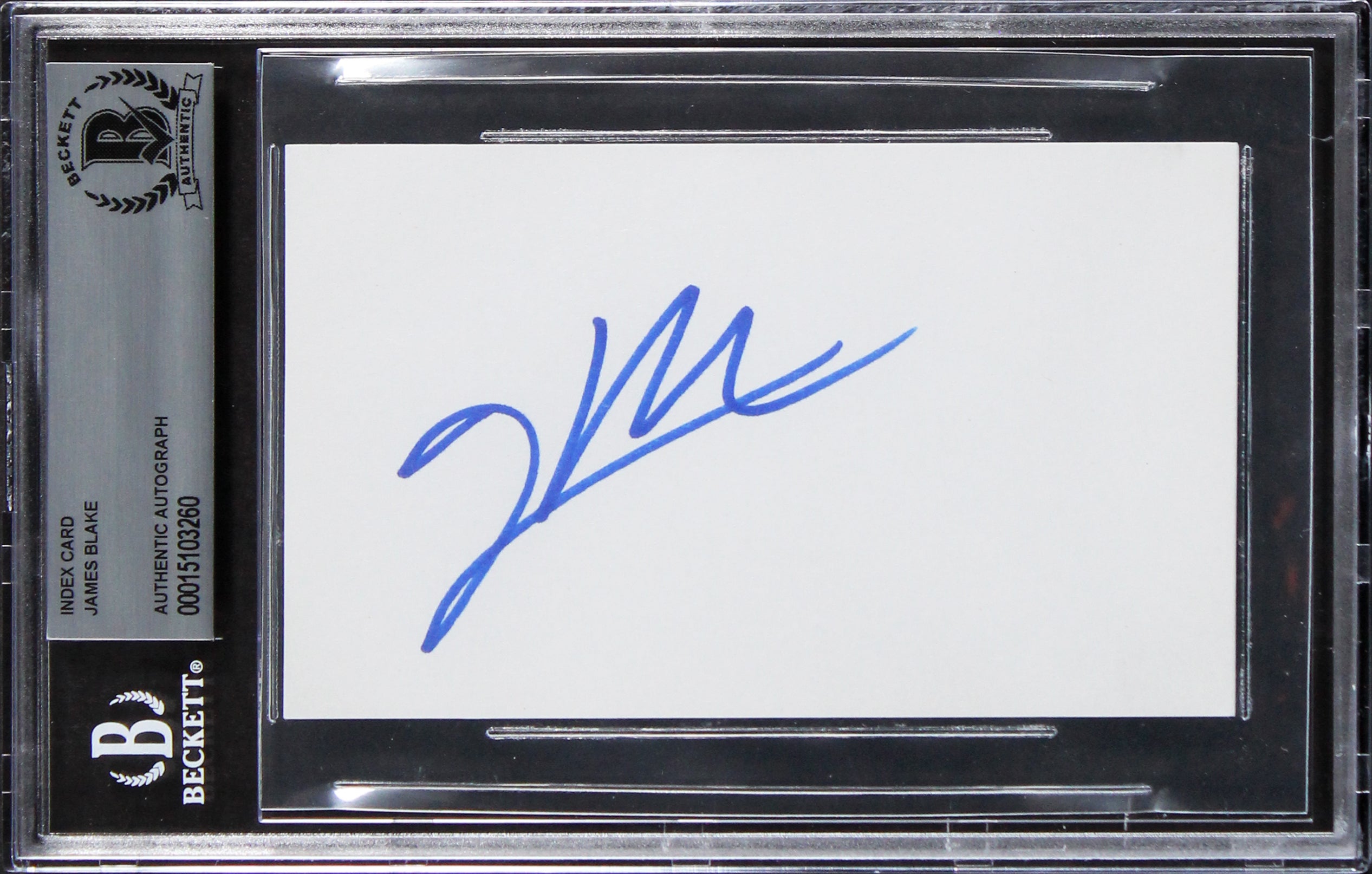 James Blake Authentic Signed 3x5 Index Card Autographed BAS Slabbed