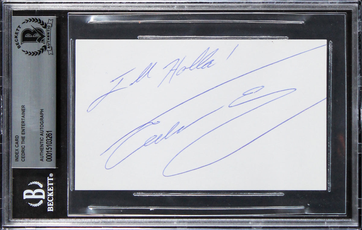 Cedric The Entertainer Barbershop "I'll Holla!" Signed 3x5 Index Card BAS Slab