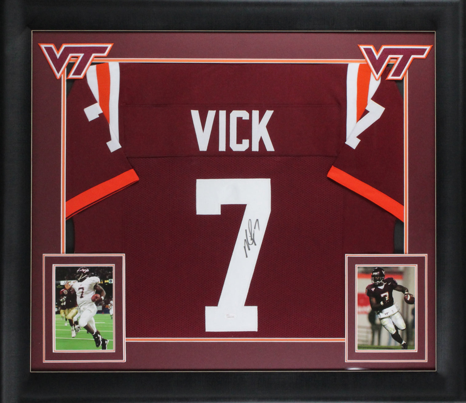 Virginia Tech Michael Vick Authentic Signed Maroon Framed Jersey JSA Witness