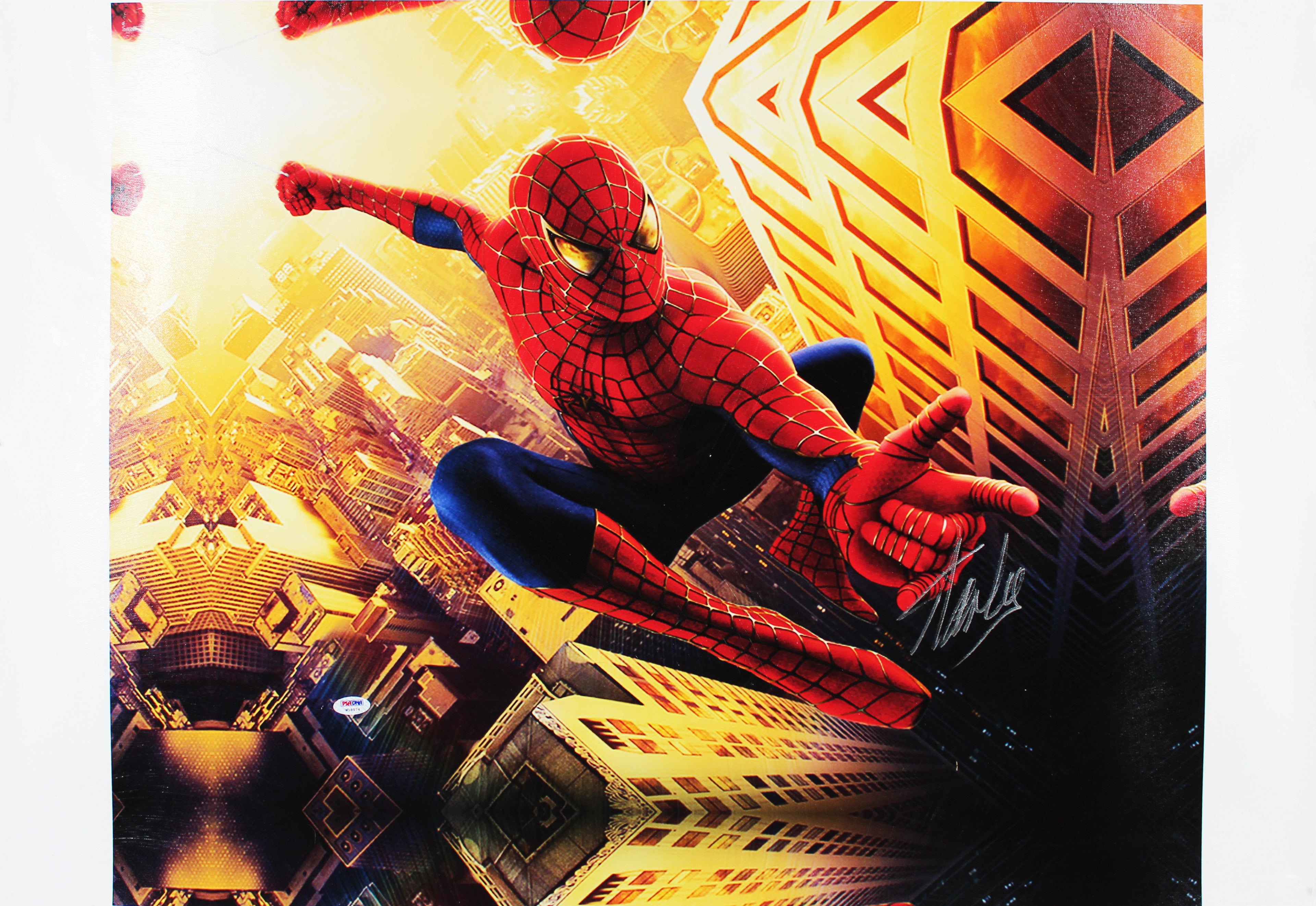 Stan Lee Marvel Authentic Signed 20x24 Spider-Man Canvas PSA/DNA #W18574
