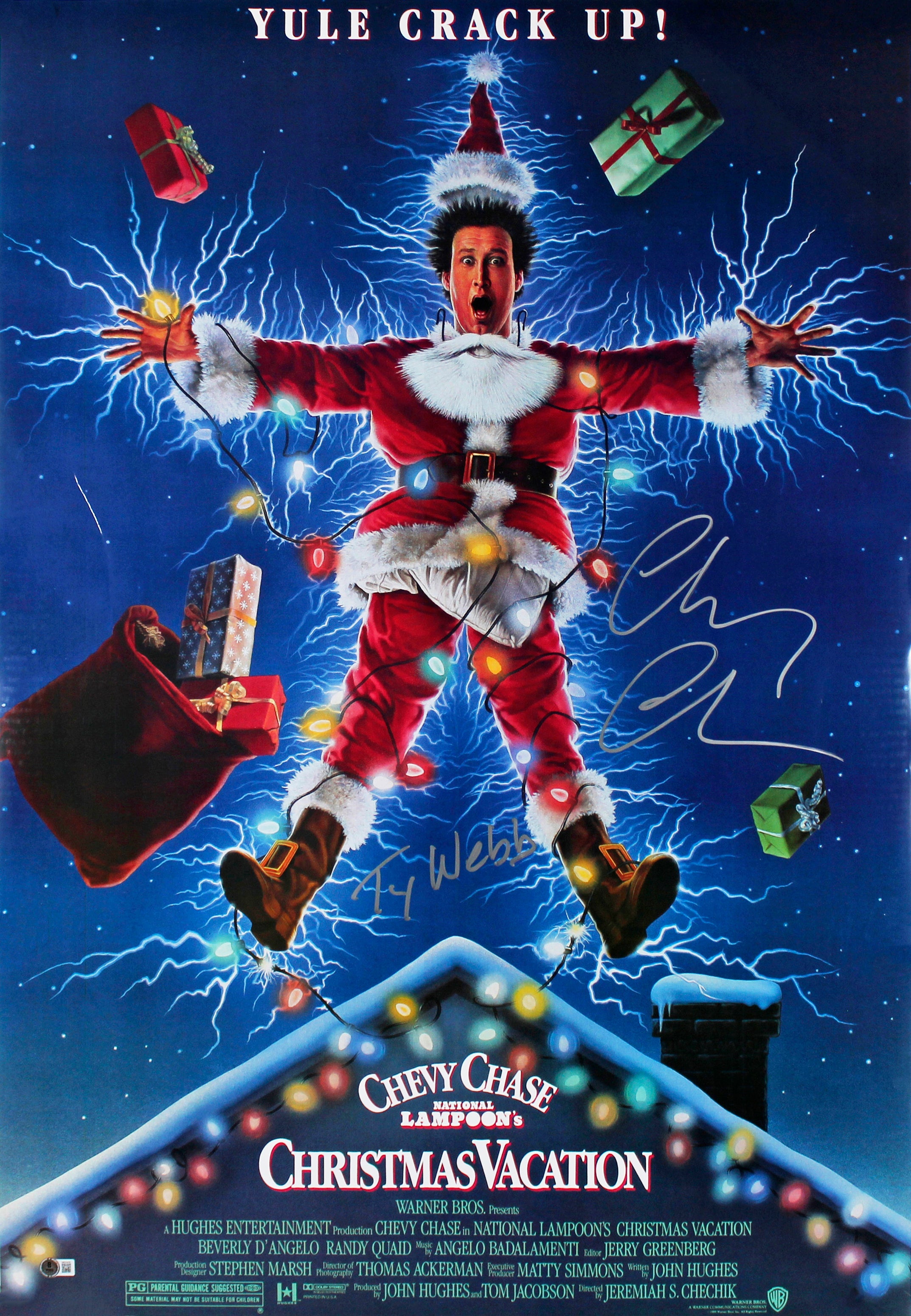 Chevy Chase Christmas Vacation Authentic Signed 24x36 Movie Poster BAS Witness 3