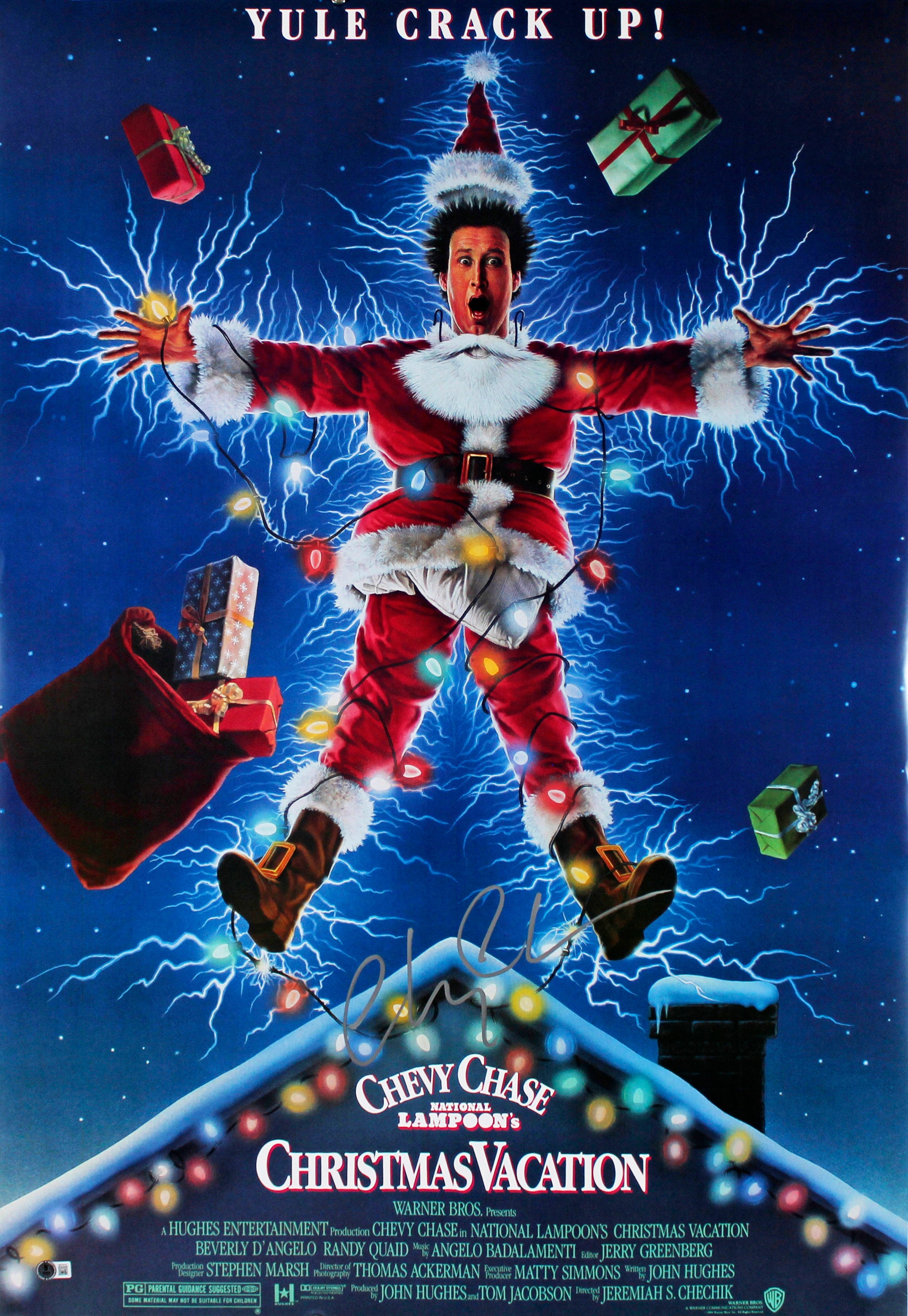 Chevy Chase Christmas Vacation Authentic Signed 24x36 Movie Poster BAS Witness 2